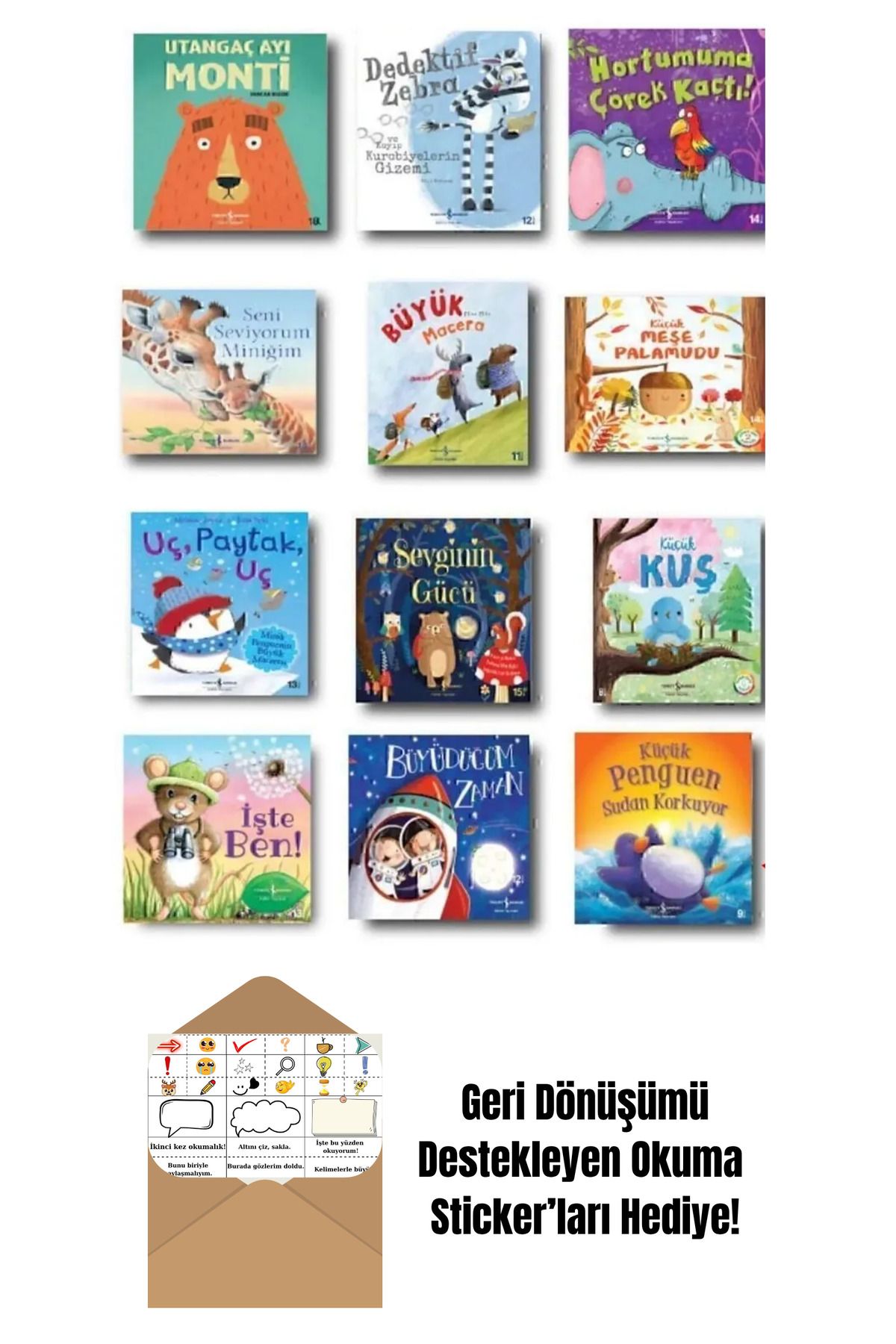 TÜRKİYE İŞ BANKASI KÜLTÜR YAYINLARI İş Bankası Resimli Hikayeler 12 Kitap Set + Okuma Sticker'ları
