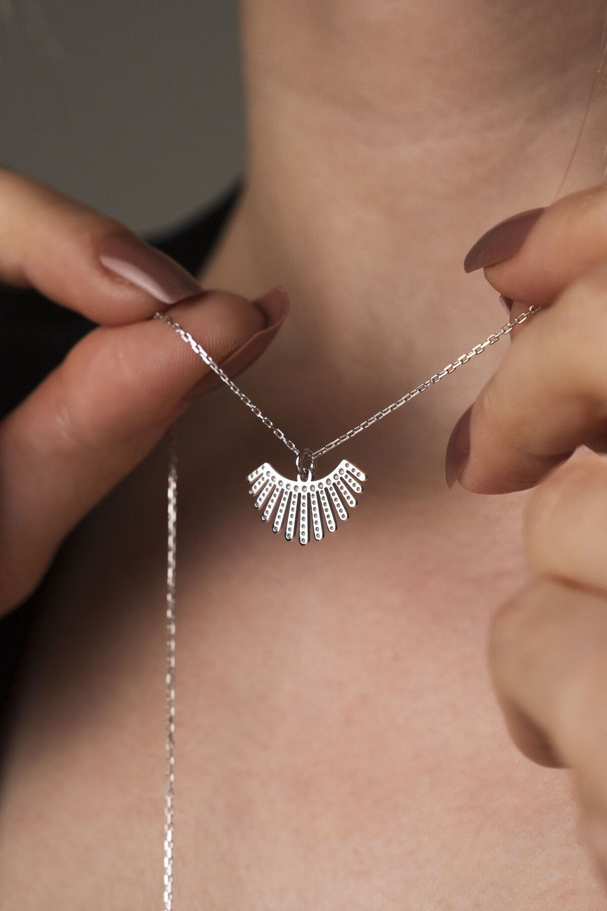 TigerxlJewellery 925 Ayar Gümüş Yelpaze Kolye