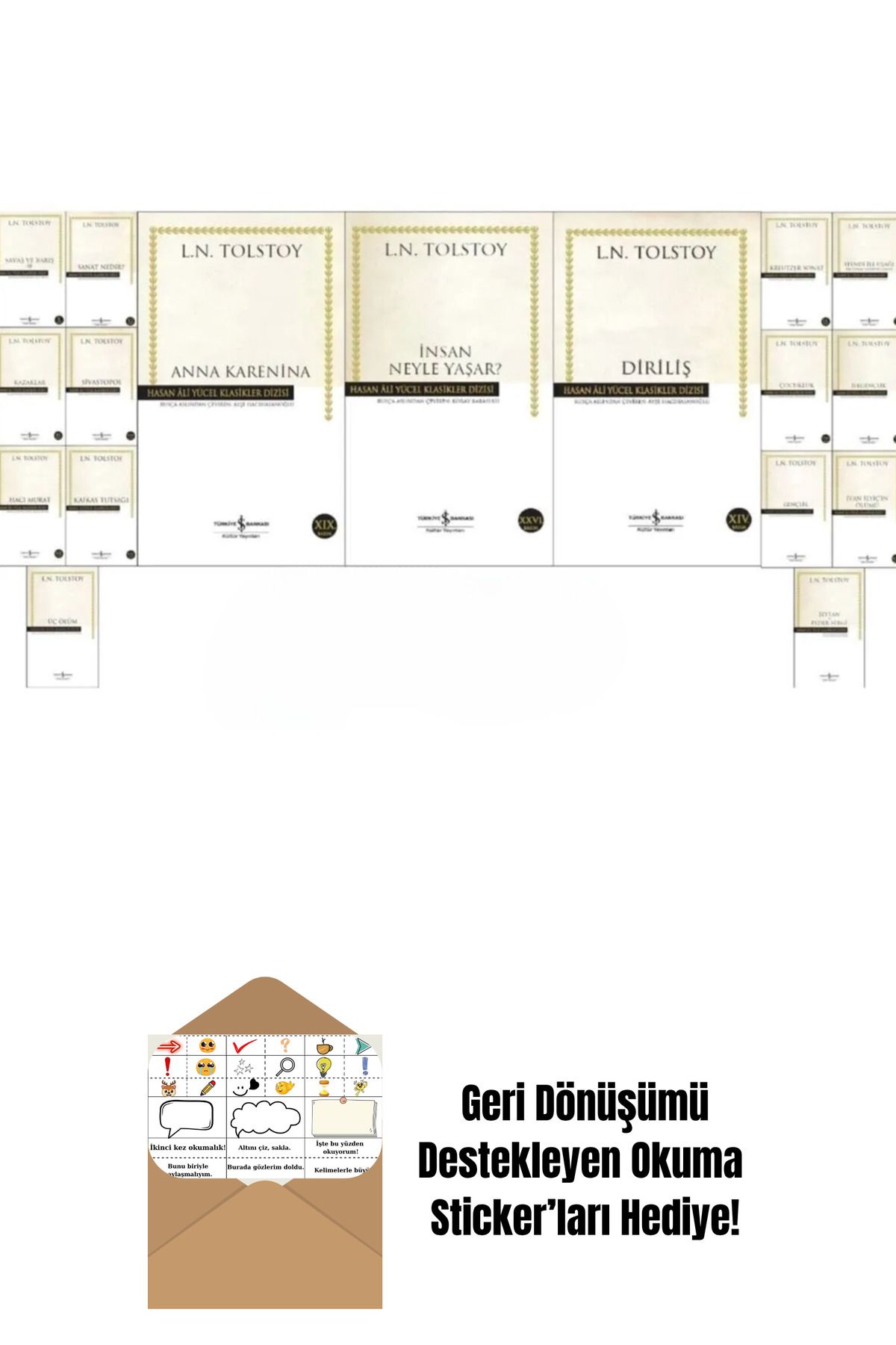 TÜRKİYE İŞ BANKASI KÜLTÜR YAYINLARI İş Bankası Tolstoy 17 Kitap Full Set + Okuma Sticker'ları