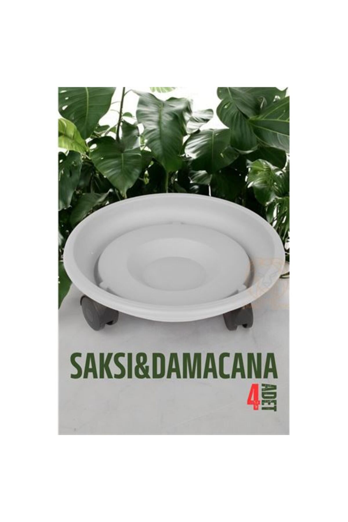 AYLİNA Tekerlekli Saksı Altığı 4 ADET 37 CM BEYAZ