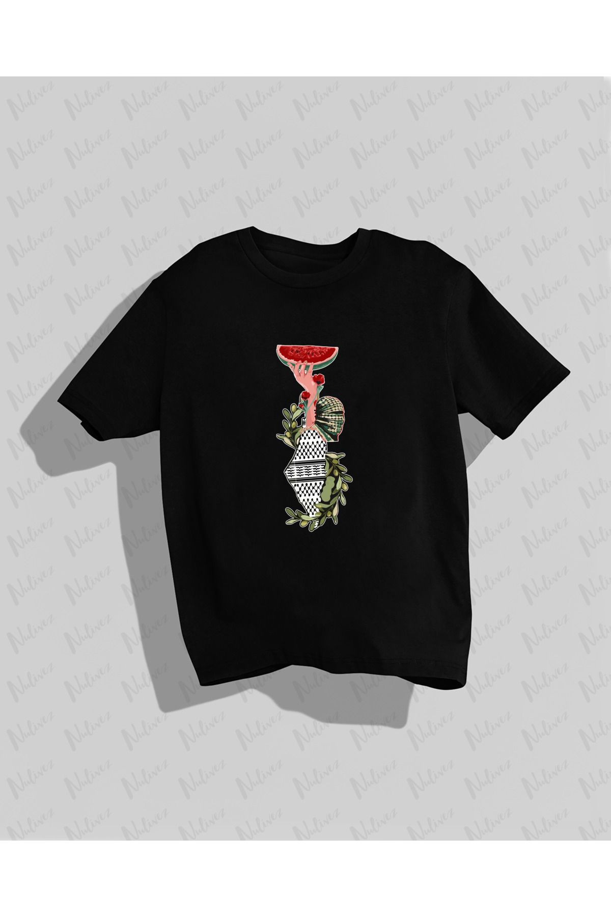 Nulivez Filistin Tasarımı Baskılı Yüksek Kalite Kompakt Unisex Oversize T-Shirt