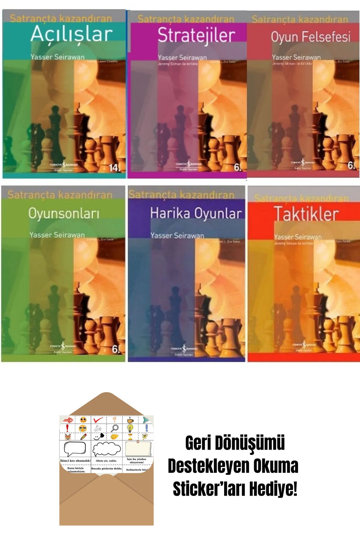 TÜRKİYE İŞ BANKASI KÜLTÜR YAYINLARI Satrançta Kazandıran Taktikler 6 Kitap Set + Okuma Sticker'ları