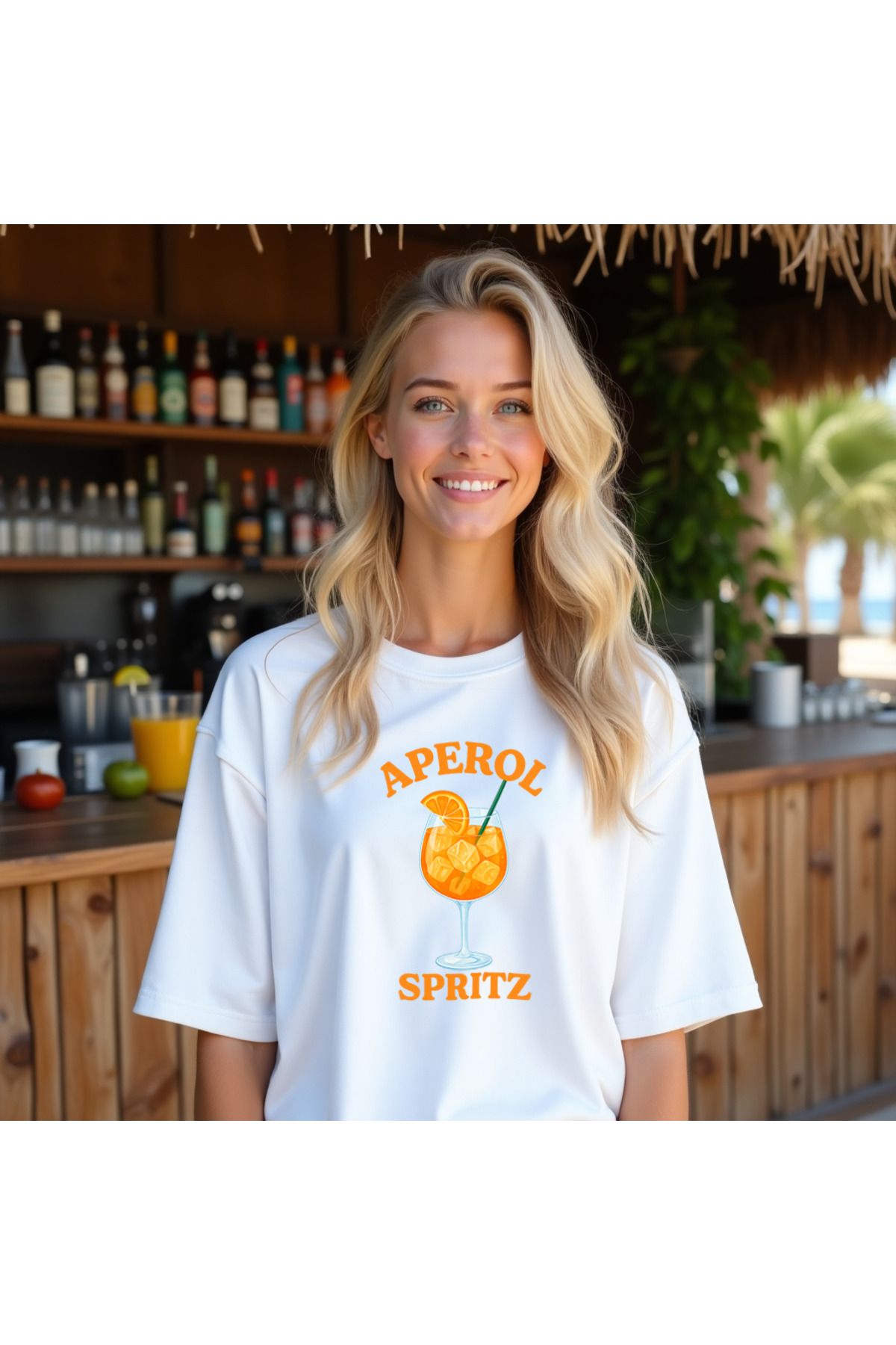Fuco Supply Beyaz Oversize Aperol Spritz Baskılı Tişört – Unisex Rahat Kesim Streetwear
