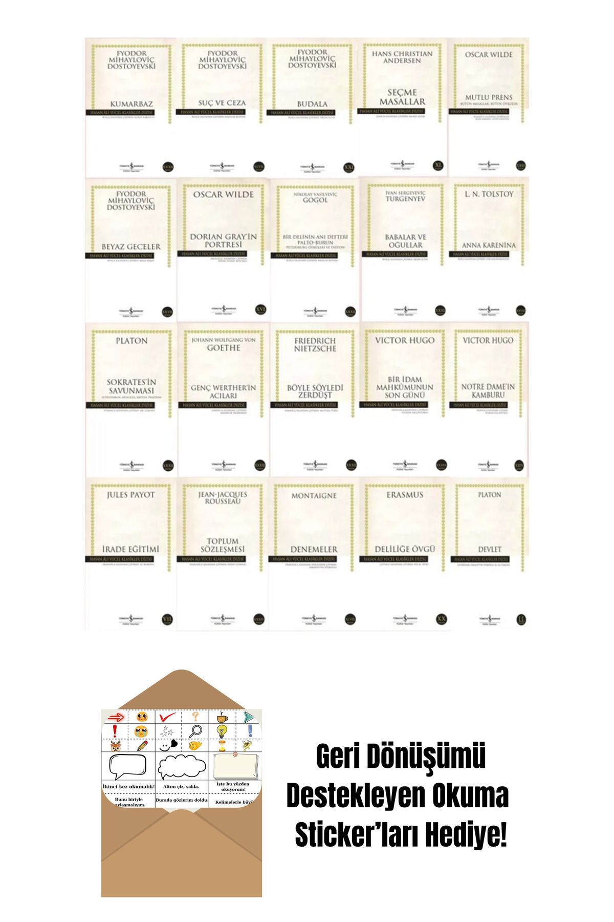 TÜRKİYE İŞ BANKASI KÜLTÜR YAYINLARI Hasan Ali Yücel Klasikleri 20 Kitap Set + Okuma Sticker'ları