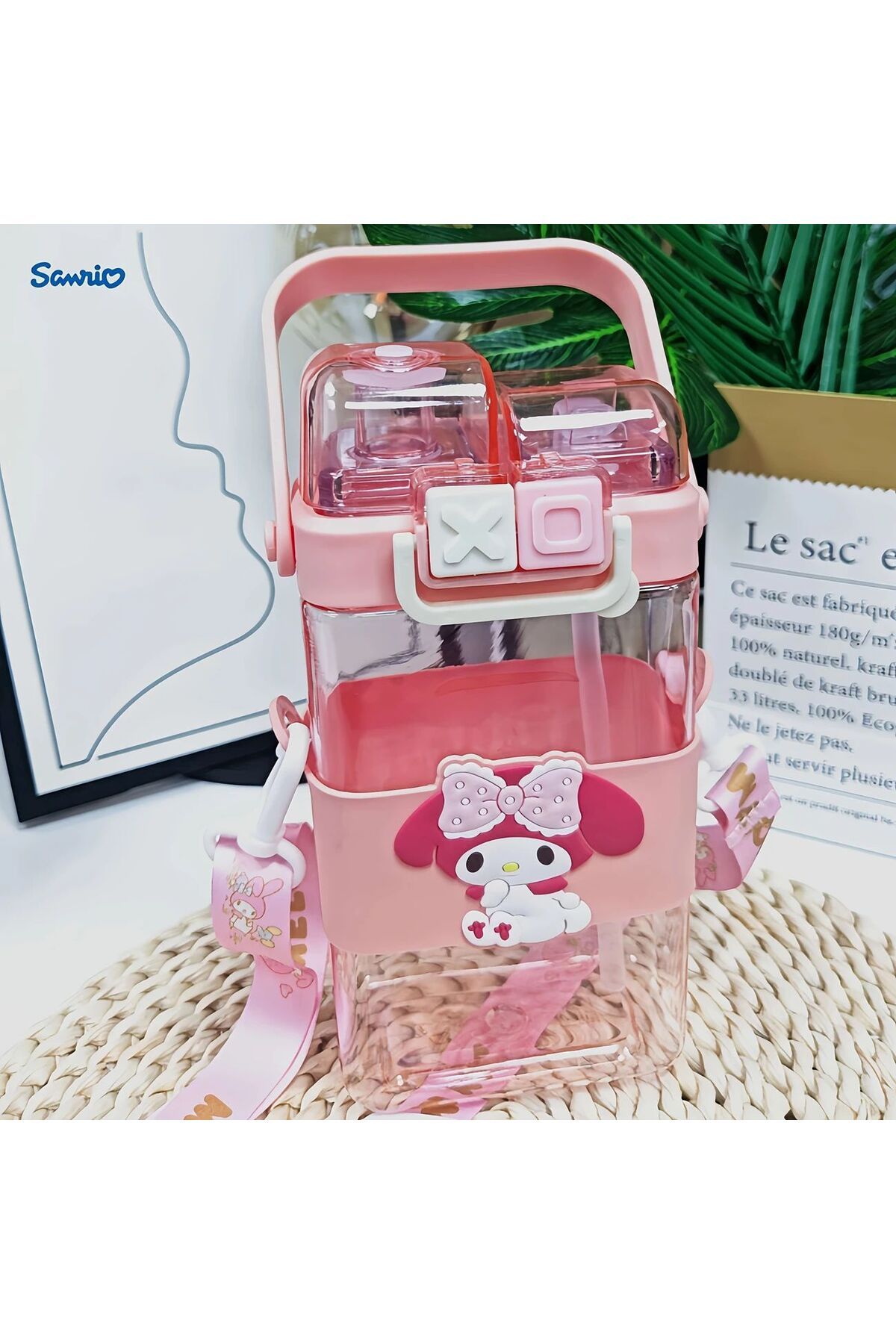 SANRIO Kuromi ve Arkadaşları Karakterli Taşınabilir Pipetli Su Matarası - Çocuk İçin Sızdırmaz Suluk