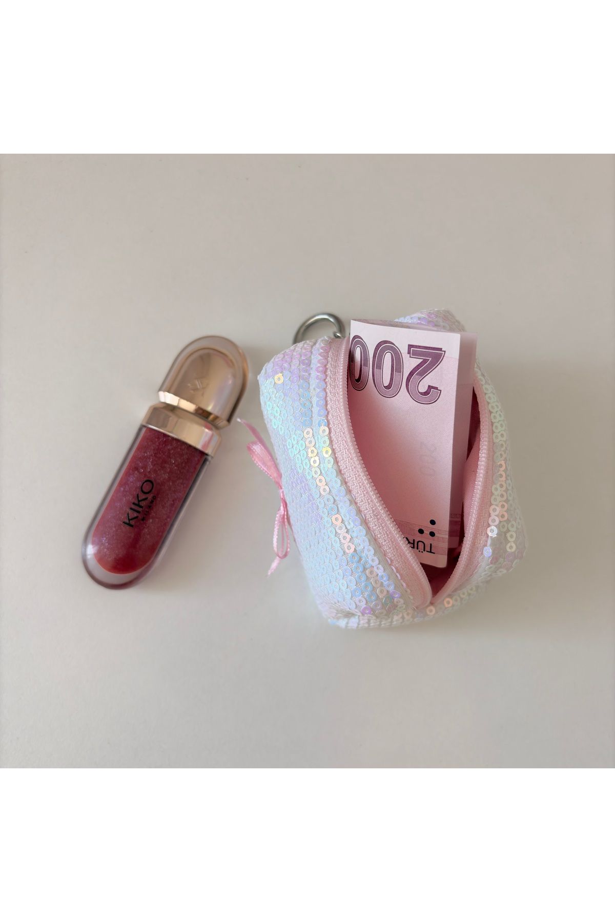 PİNKUE Pinkue Mini Pullu AirPods & Anahtarlık Cüzdan