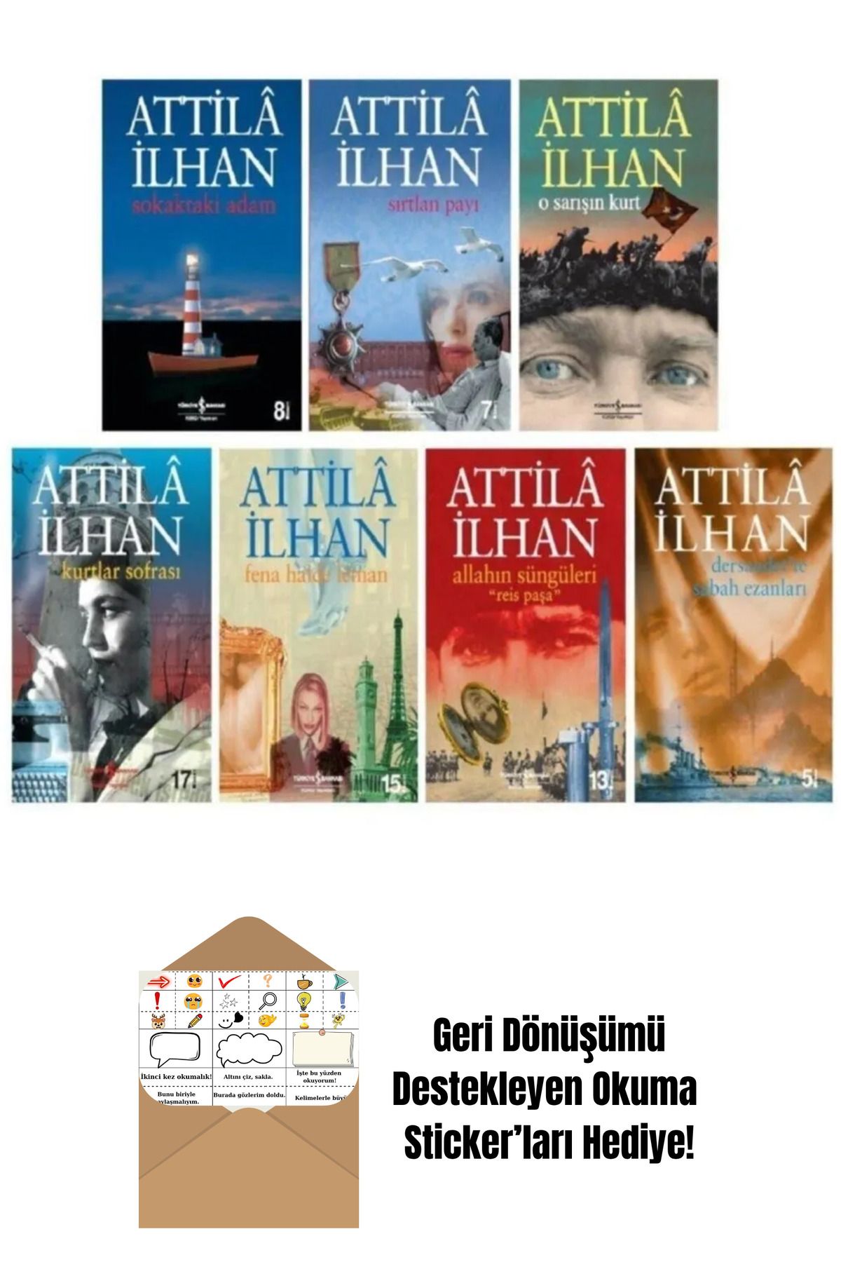 TÜRKİYE İŞ BANKASI KÜLTÜR YAYINLARI Atilla İlhan Romanları 7 Kitap Set + Okuma Sticker'ları