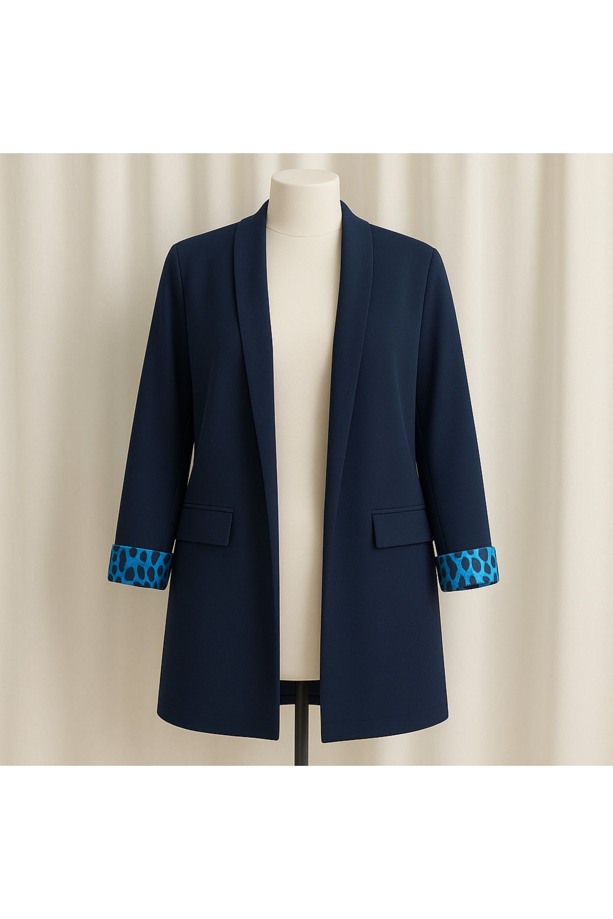 MODA Şık Zarif Cep Görünümlü Rahat Kumaş Blazer Ceket