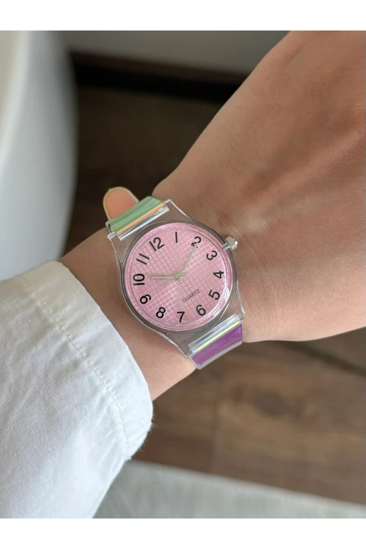 RoseandRoses Zeo Silikon Yansımalı Kayış Kol Saati Pembe Kadran