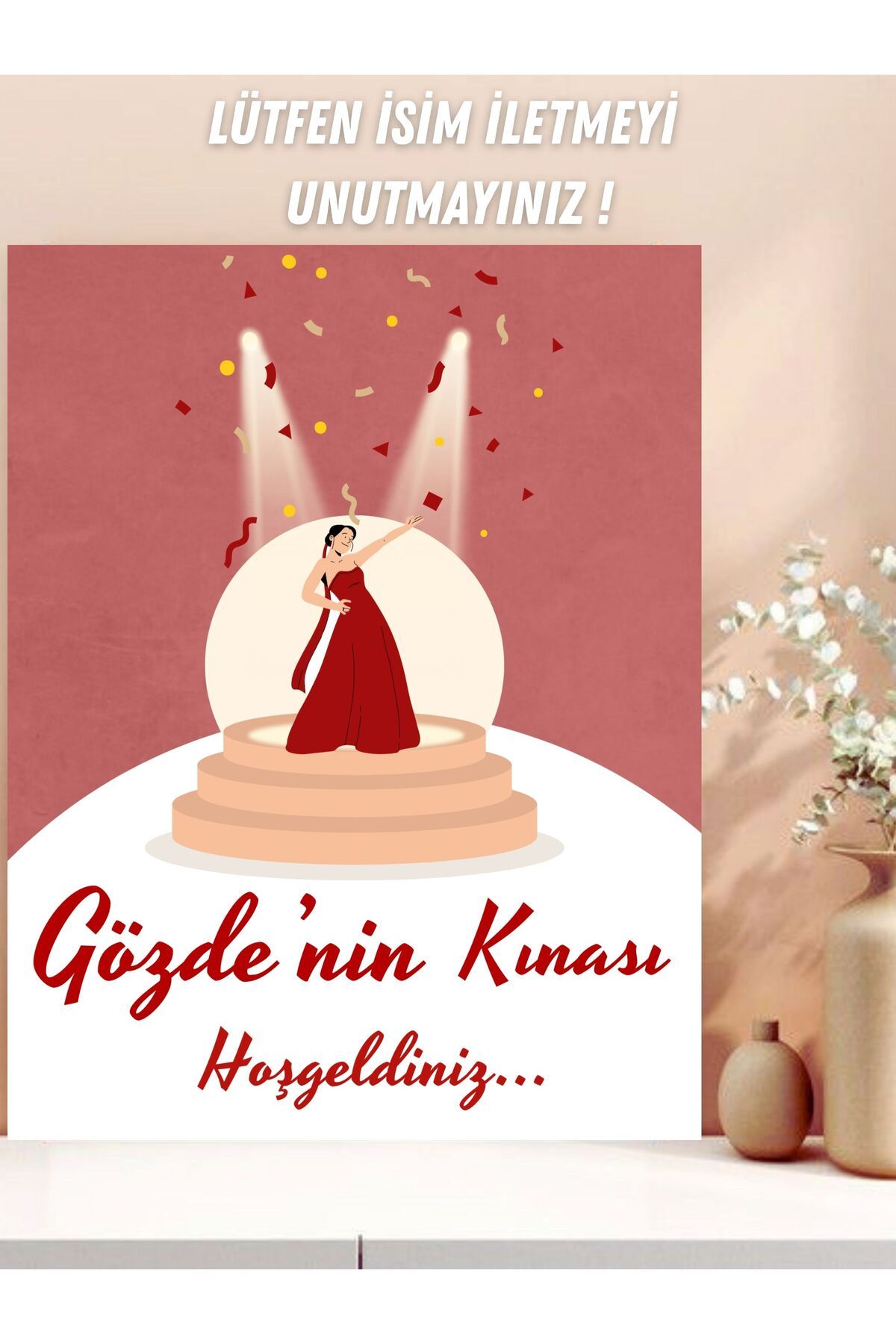Hobi Sepeti Kına Gecesi Karşılama Afişi, Kına Organizasyonu 35x50 Cm Hoş Geldiniz Giriş Tablosu