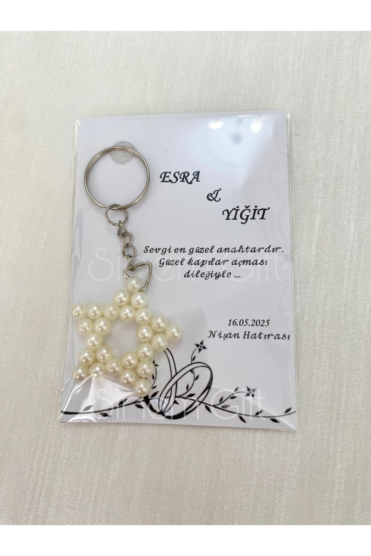 Sinem Gift 20 Adet Yıldız Anahtarlık Düğün Nikah Nişan Söz Hediyelik Gümüş Anahtarlık