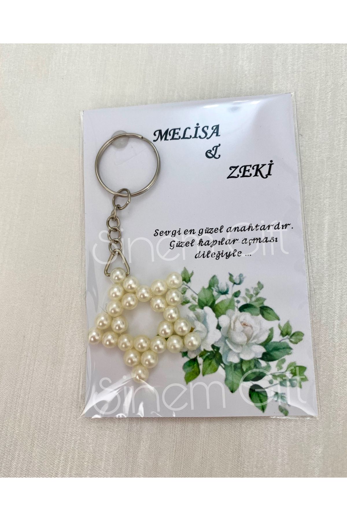 Sinem Gift 20 Adet Yıldız Anahtarlık Düğün Nikah Nişan Söz Hediyelik Gümüş Anahtarlık
