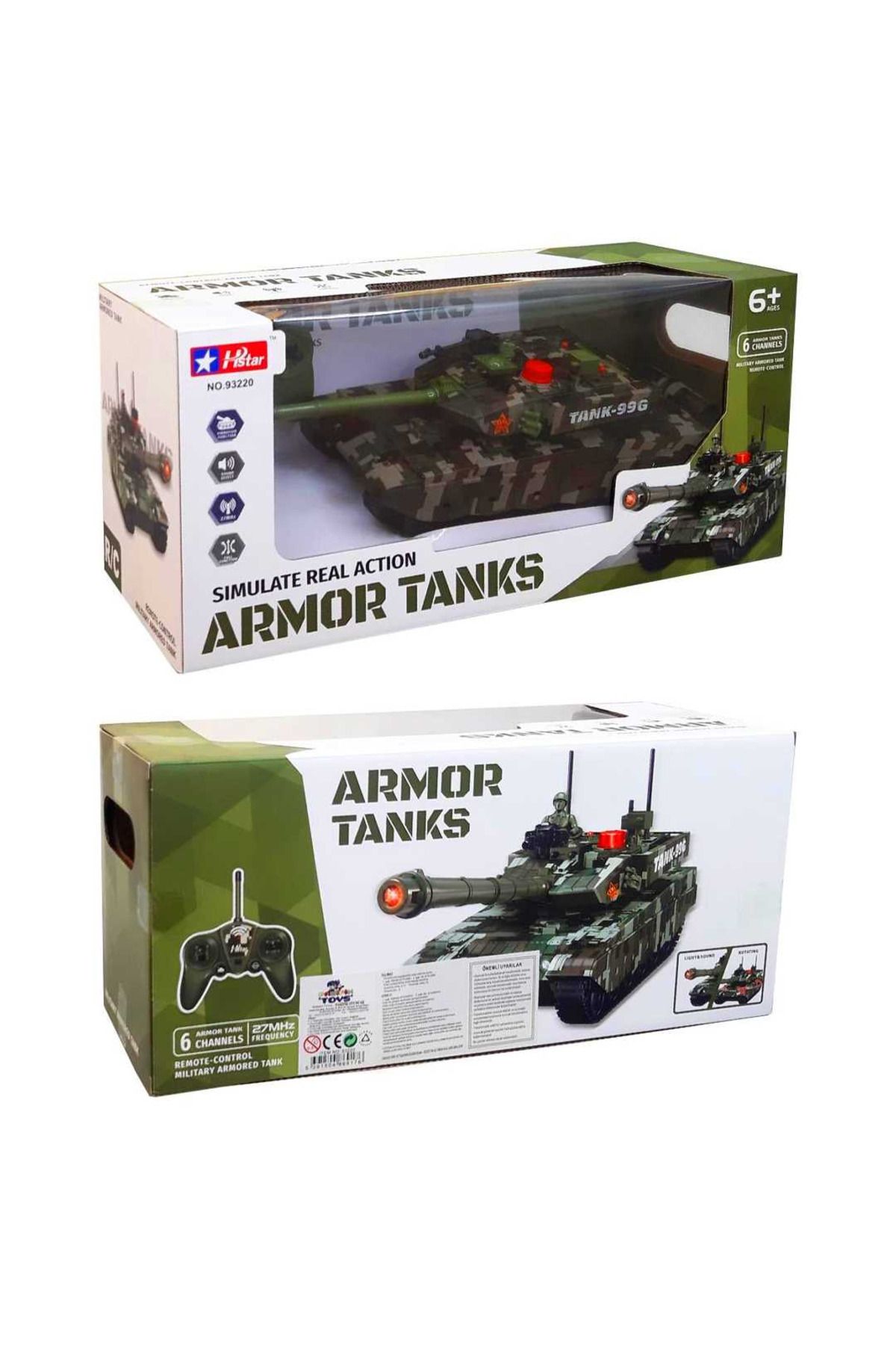 Art Tone PASİFİK KUMANDALI TANK 93220 F/F R/C 27MHZ 6 CHANNELS SESLİ ŞARJLI 1:12 6+
