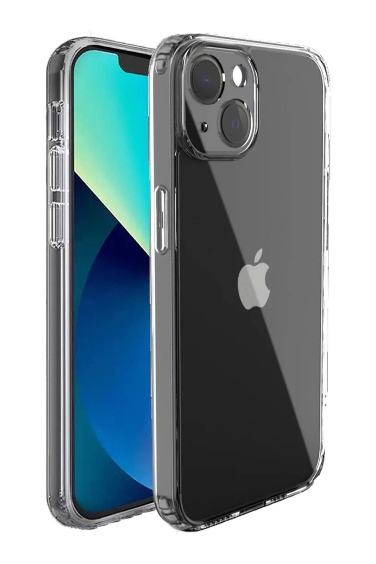 TezMax Apple iPhone 13 Mini Uyumlu Kapak Kamera Korumalı Şarj Tıpalı Şeffaf Silikon Kılıf