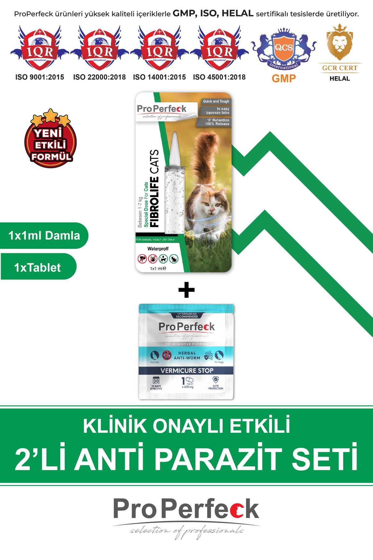 pro perfeck Kedi İç Dış Parazit Seti 1 Damla 1 Tablet