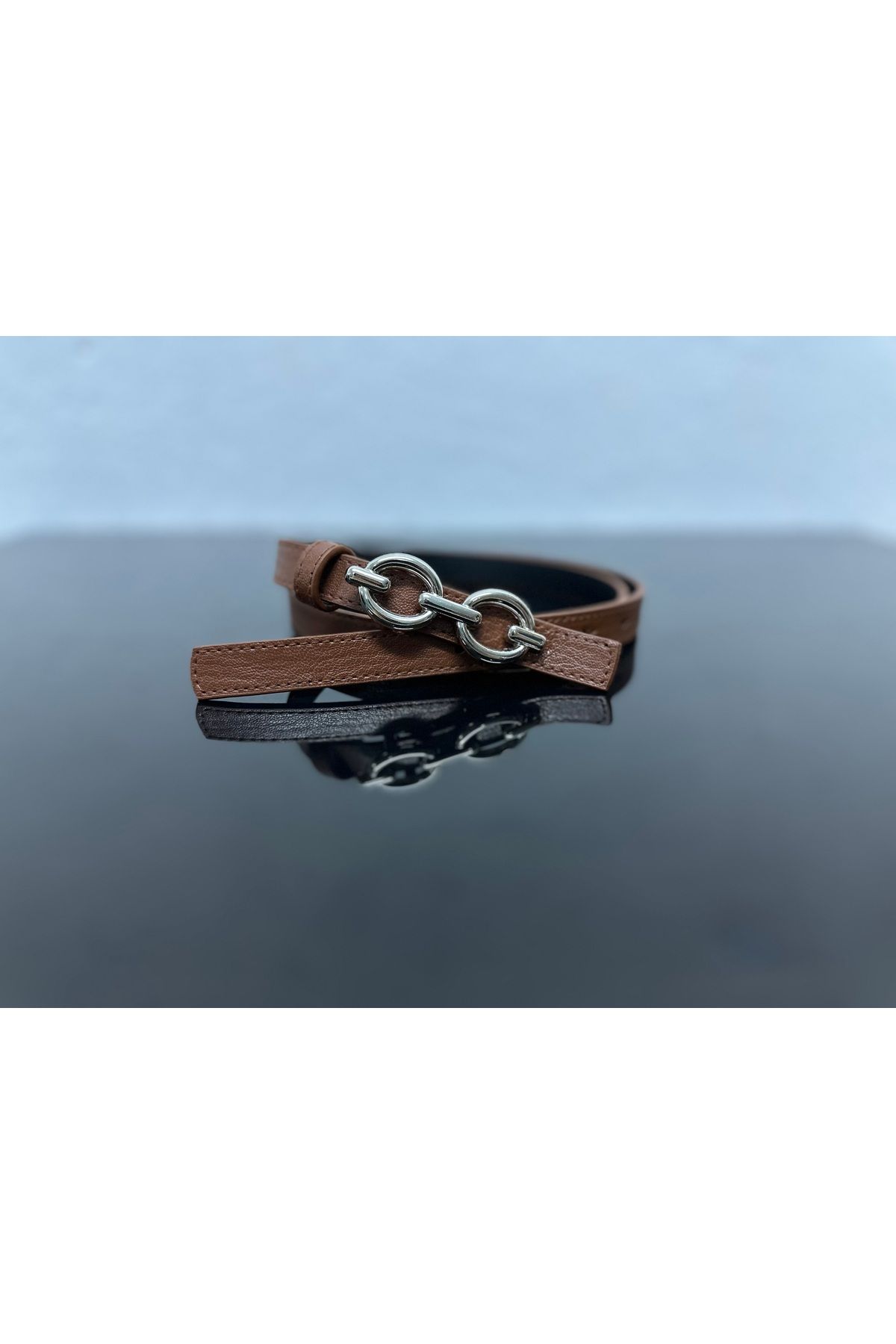 VERAMO Şık Modern GÜMÜŞ Toka Detaylı1.4 cm Genişliğinde Kadın Kemeri