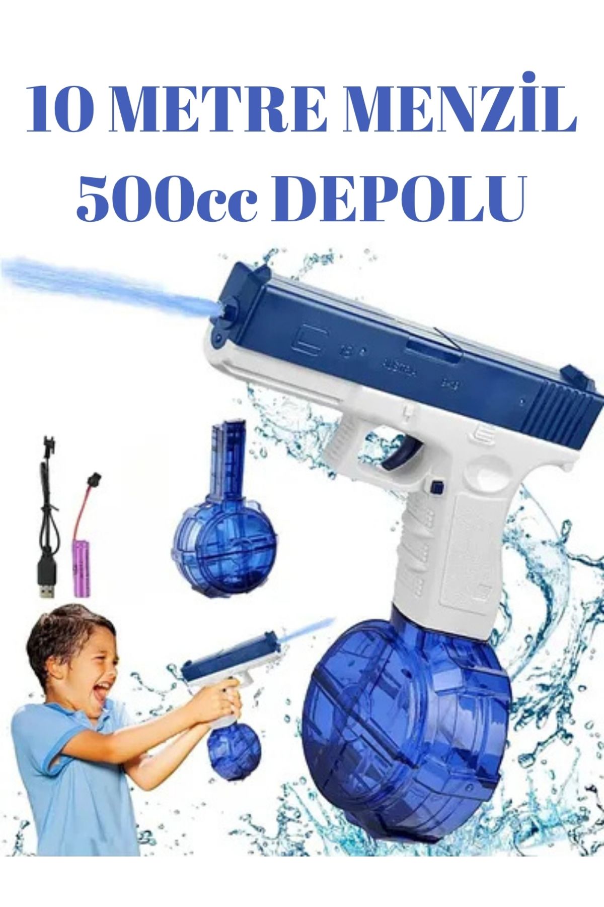 ÖZ OFİS 10 Metre Menzilli Su Tabancası Elektrikli Otomatik Atış 500 Ml. Depolu 20 Cm.
