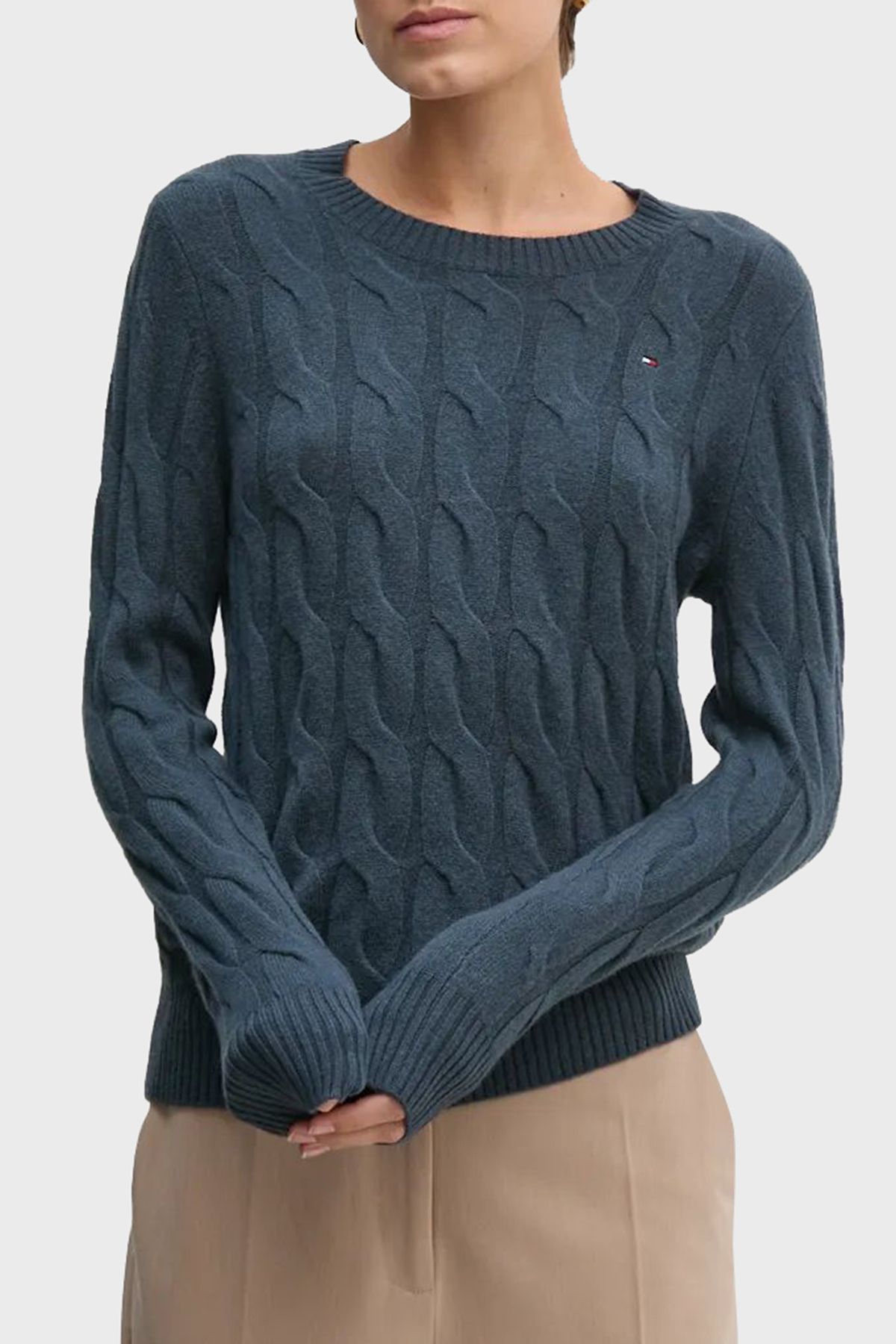 Tommy Hilfiger Yünlü Regular Fit Bisiklet Yaka Kazak KAZAK WW0WW43586 POM
