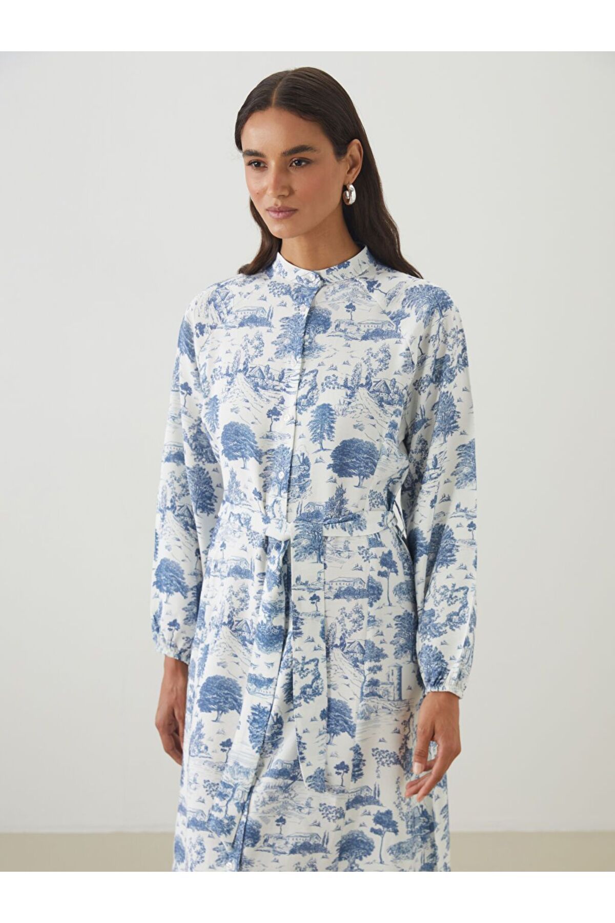 LC Waikiki-Sukienka LCW Modest Judge Collar Patterned Modal Blend 2