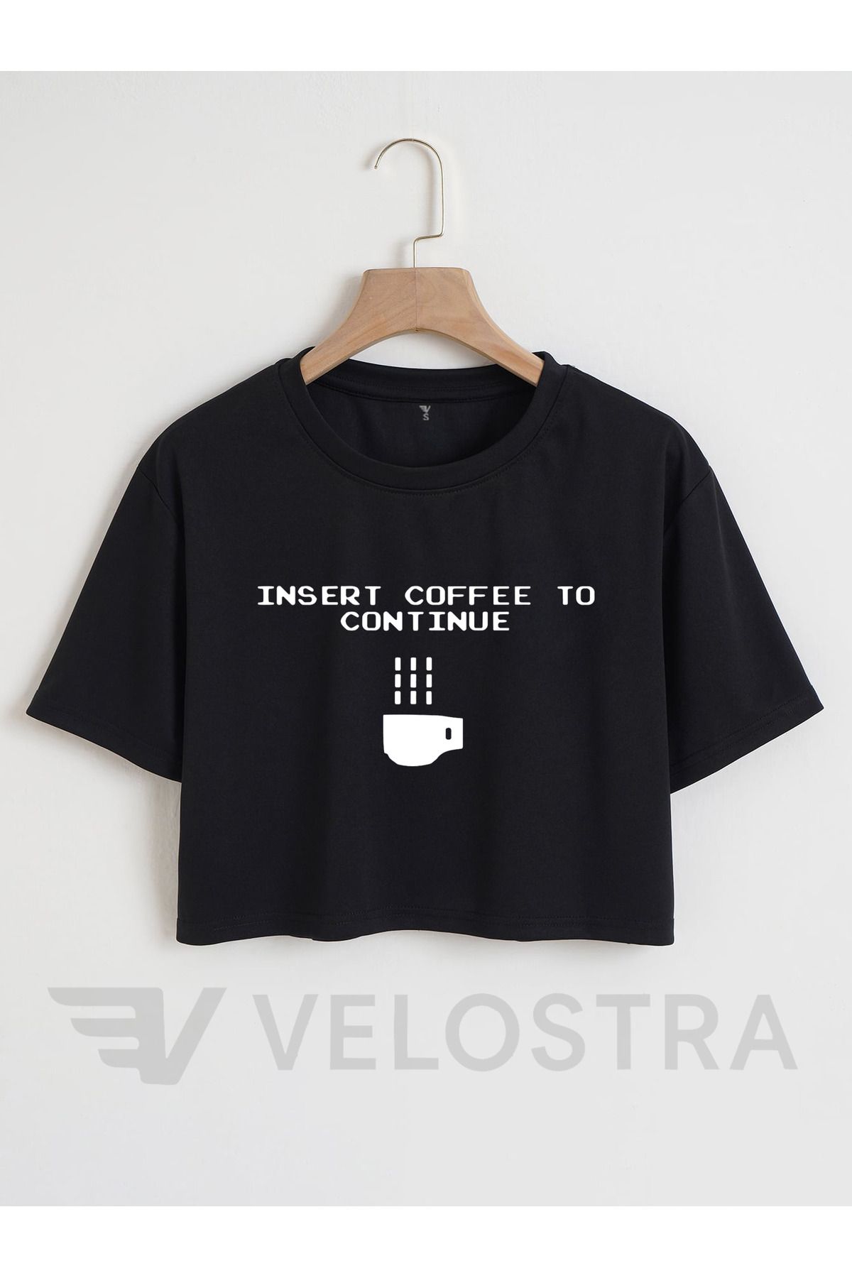 Velostra Kadın Kahve Baskılı Tee Crop
