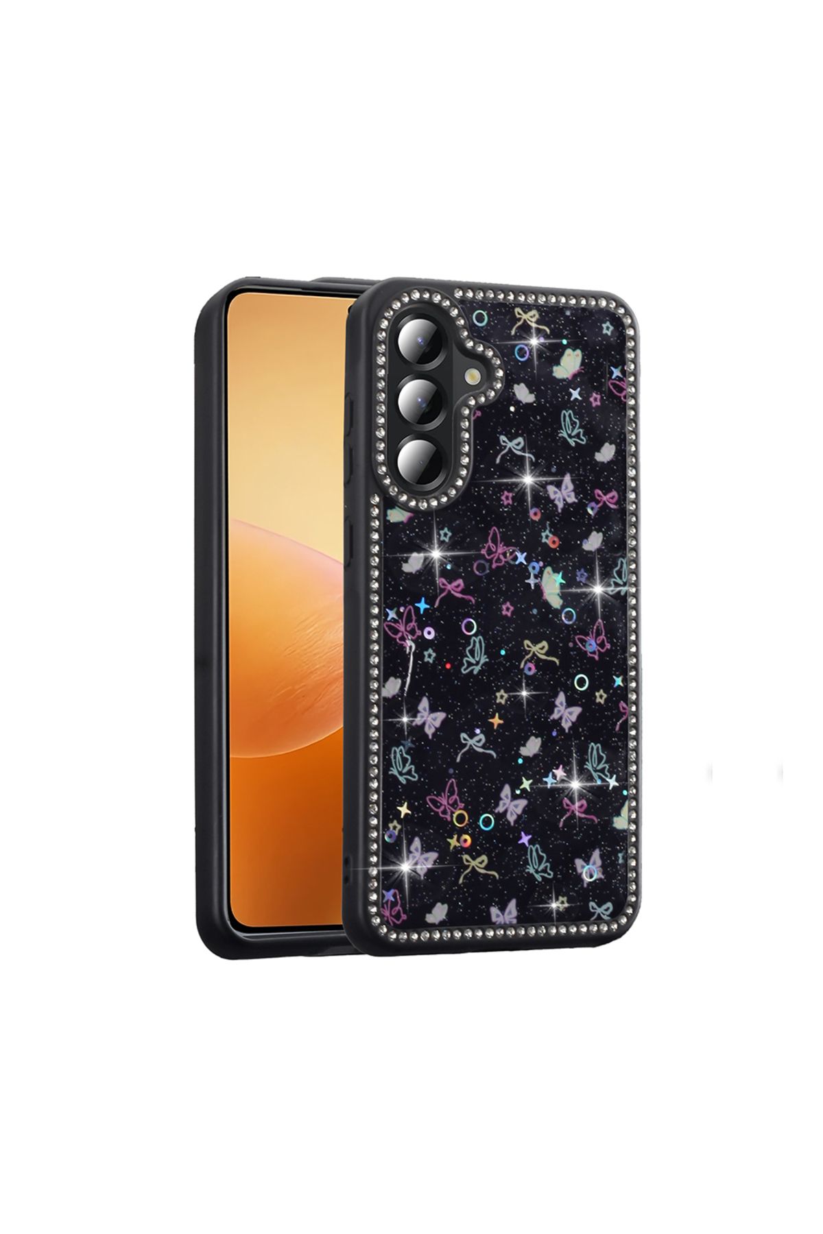 Nezih Case Samsung Galaxy A36 Uyumlu Taşlı Simli Parıltılı Desenli Kapak Kılıf
