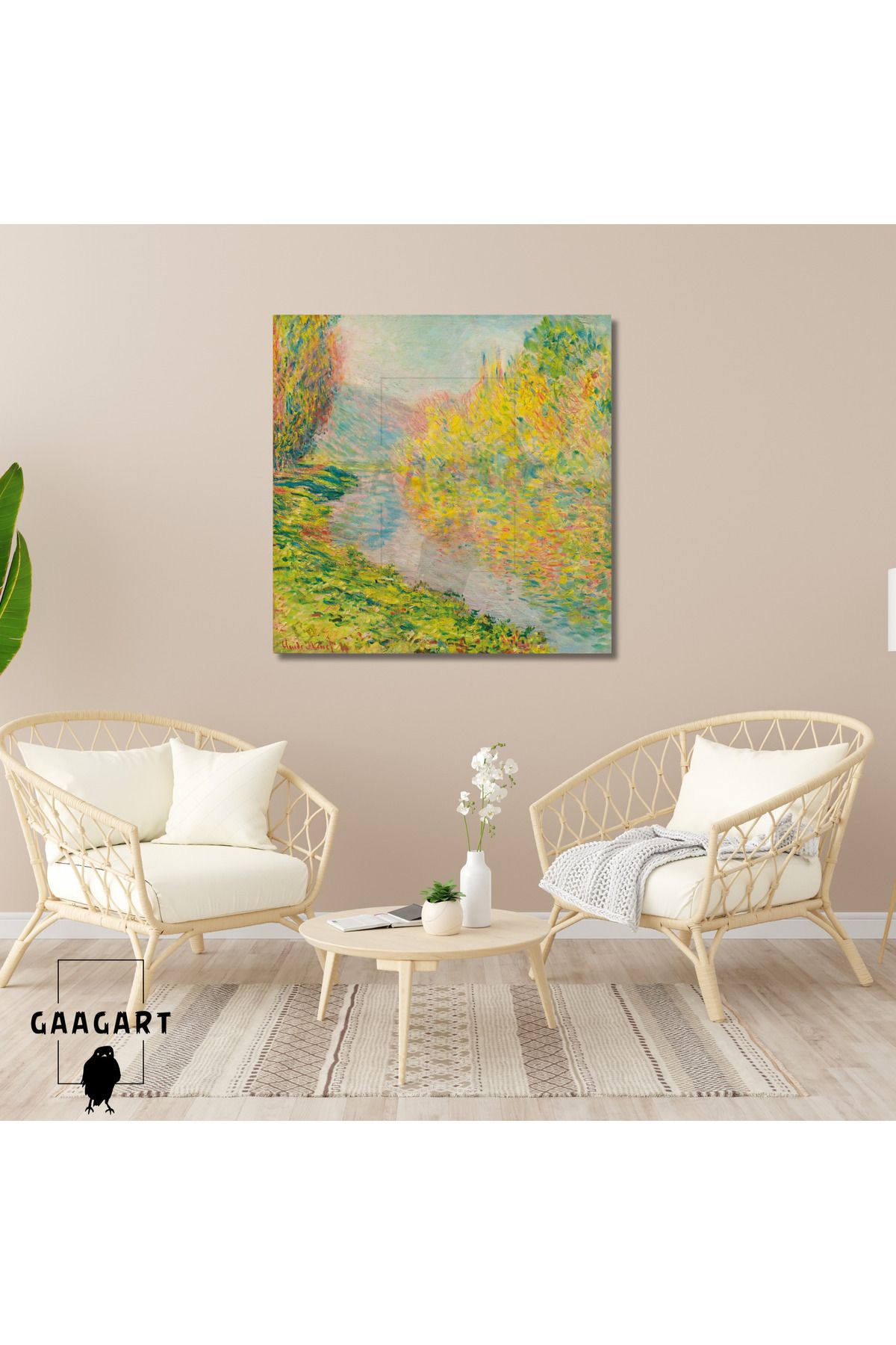 GAAGART Kare Kanvas Ünlü Ressamlar Monet-Automne À Jeufosse (1884)
