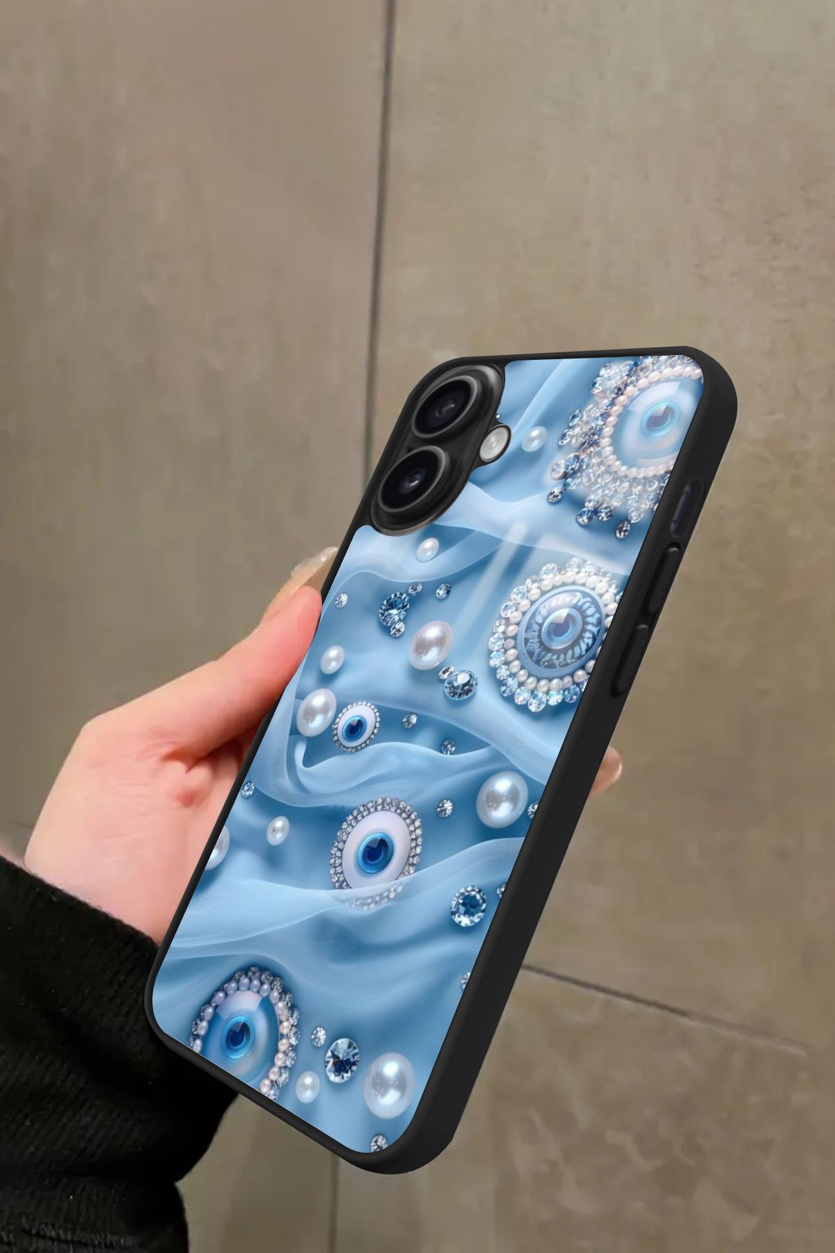 Snacase iPhone 16 Plus Uyumlu Nazar Boncuğu Tasarımlı Glossy Premium Kılıf