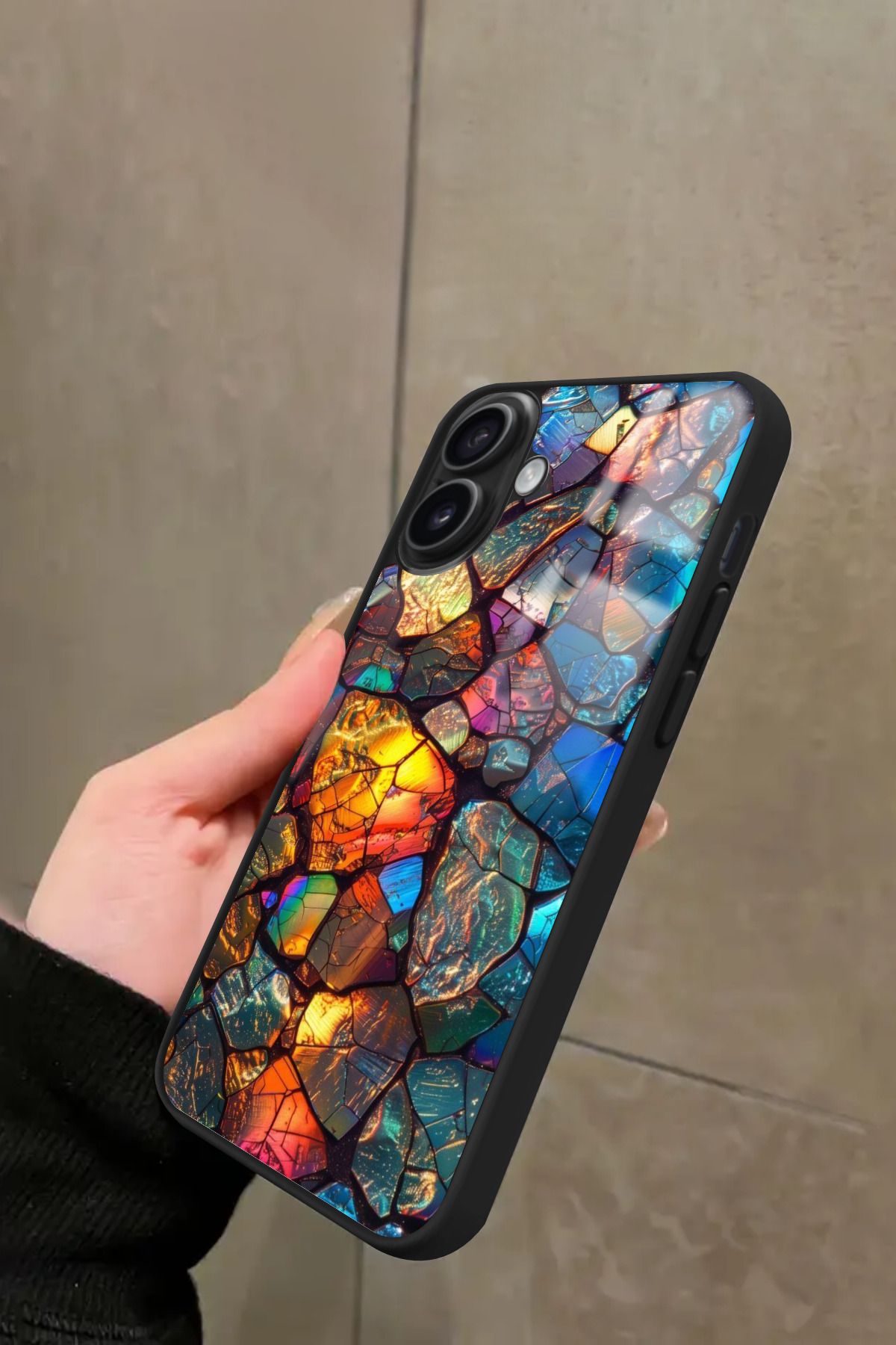 Snacase iPhone 16 Plus Uyumlu Renkli Taş Tasarımlı Glossy Premium Kılıf