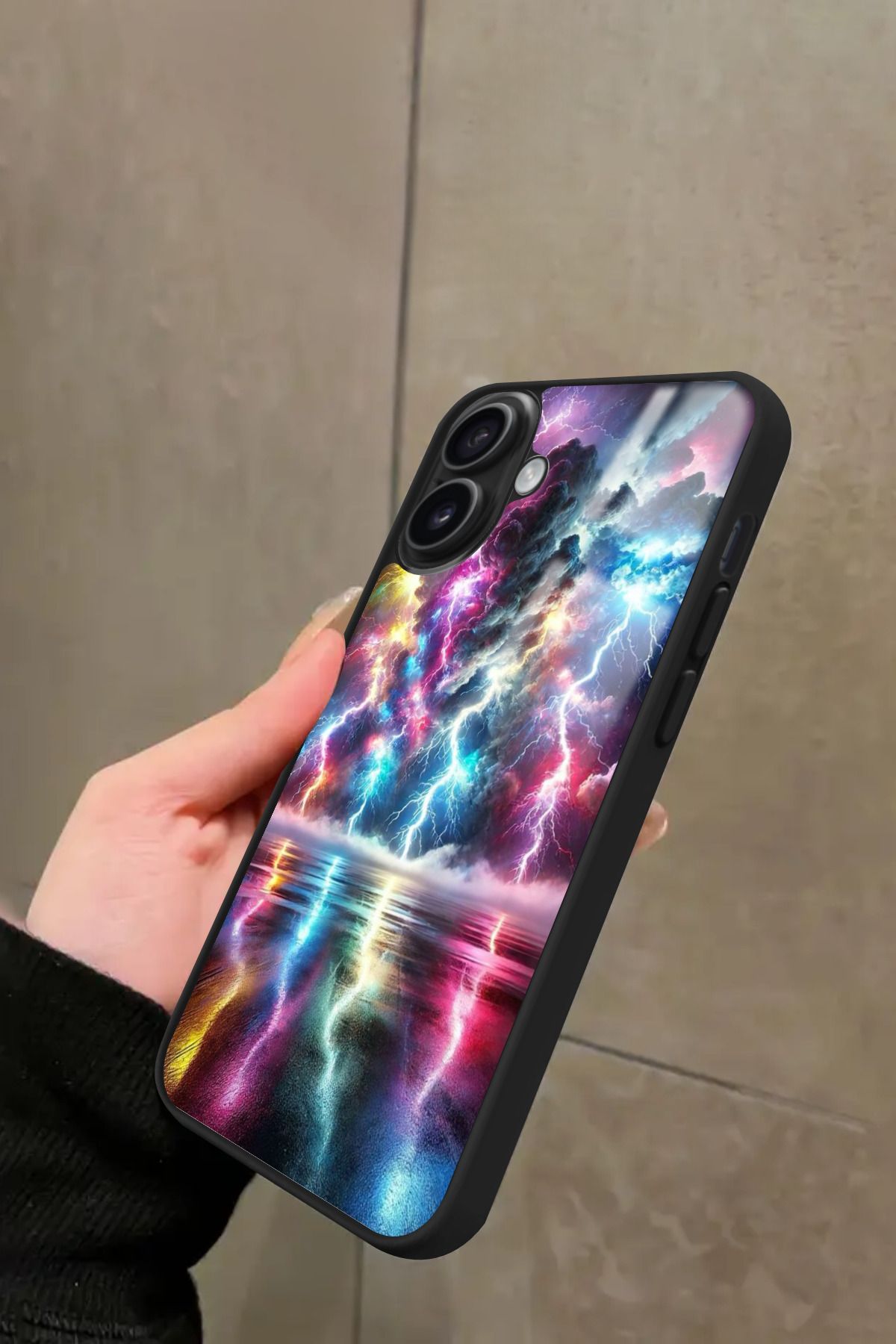 Snacase iPhone 16 Uyumlu Renkli Şimşek Tasarımlı Glossy Premium Kılıf