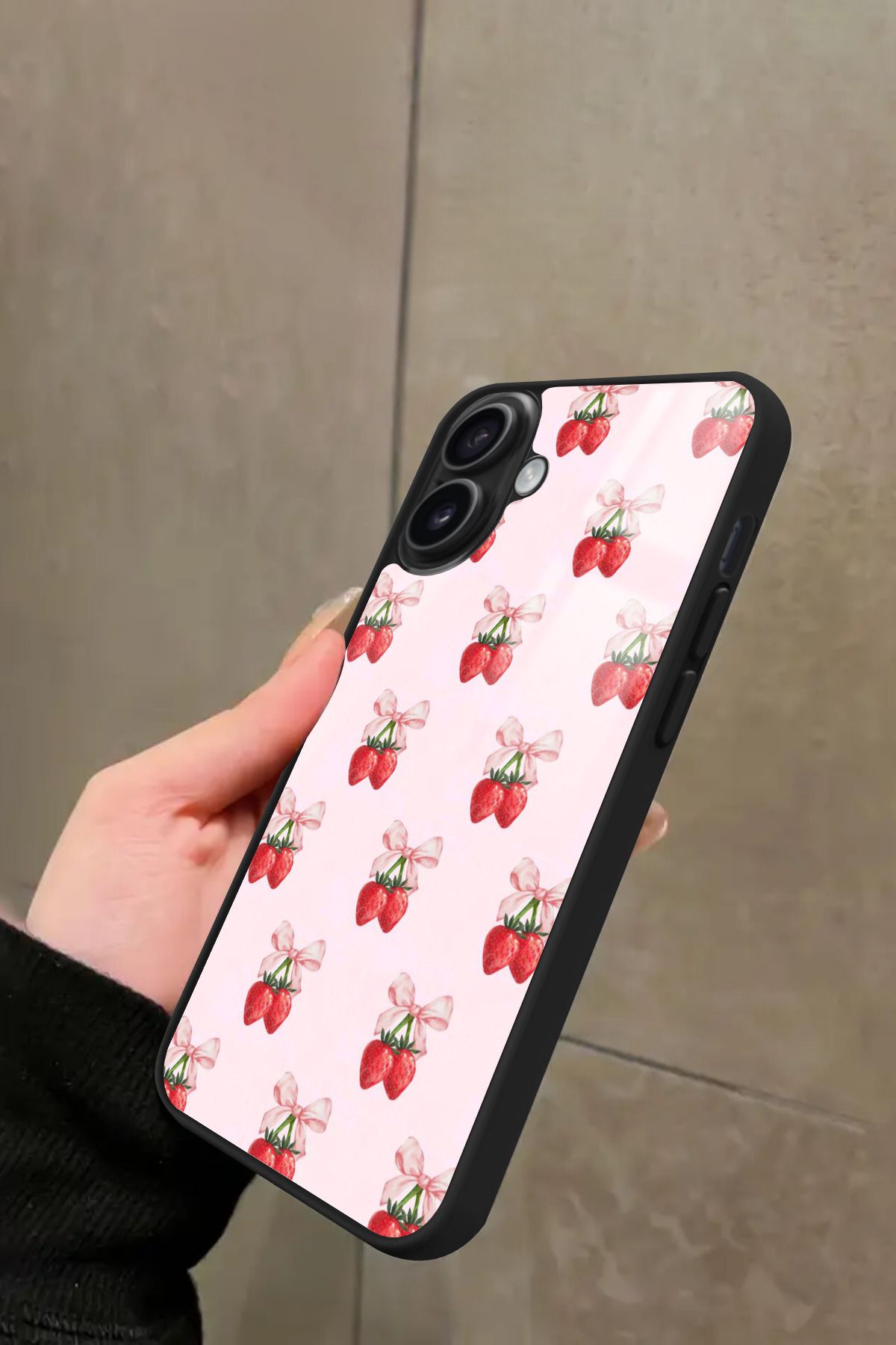 Snacase iPhone 16 Plus Uyumlu Kiraz Tasarımlı Glossy Premium Kılıf
