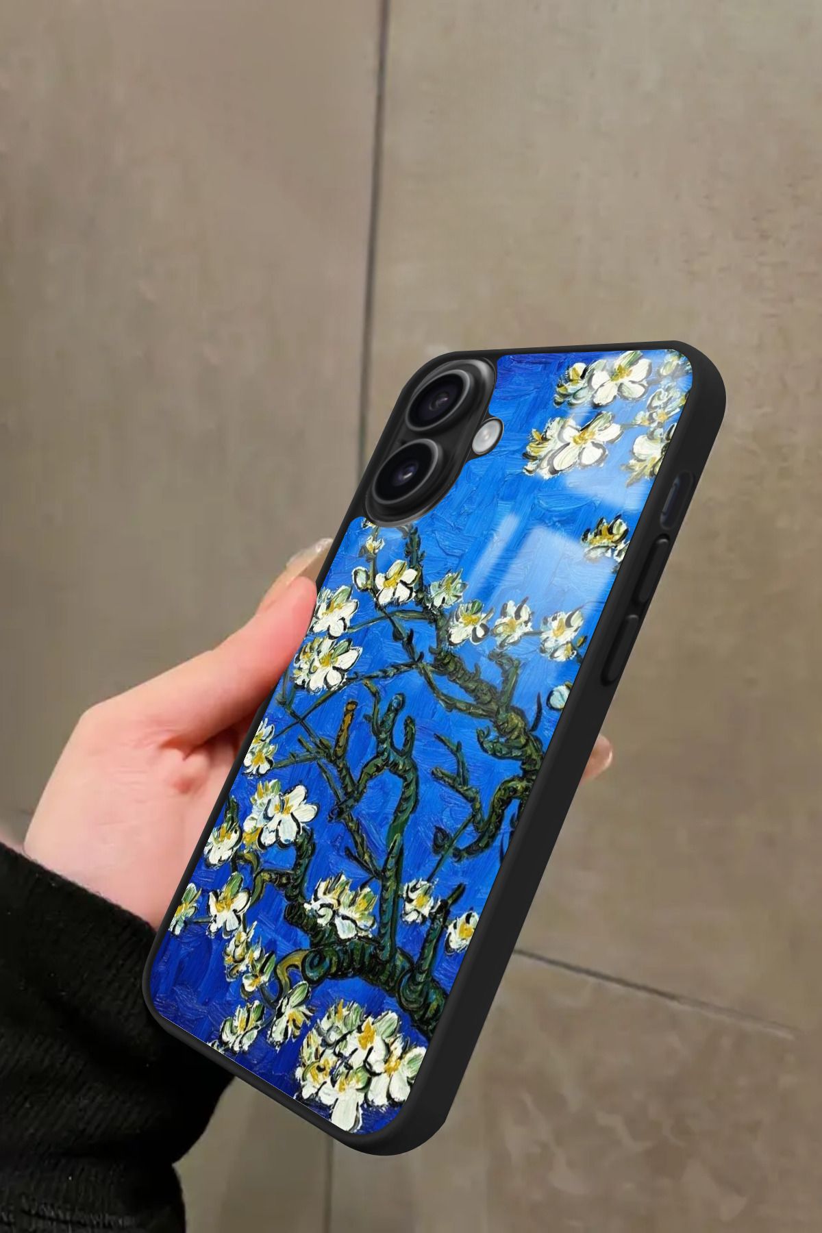 Snacase iPhone 16 Uyumlu Van Gogh Mavi Ağaç Tablo Tasarımlı Glossy Premium Kılıf