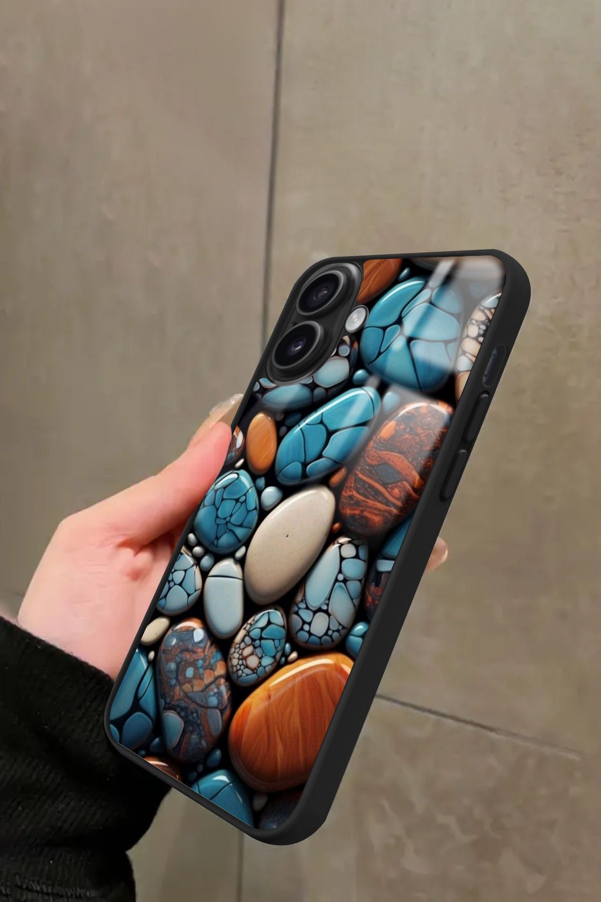 Snacase iPhone 16 Plus Uyumlu Renkli Taş Tasarımlı Glossy Premium Kılıf