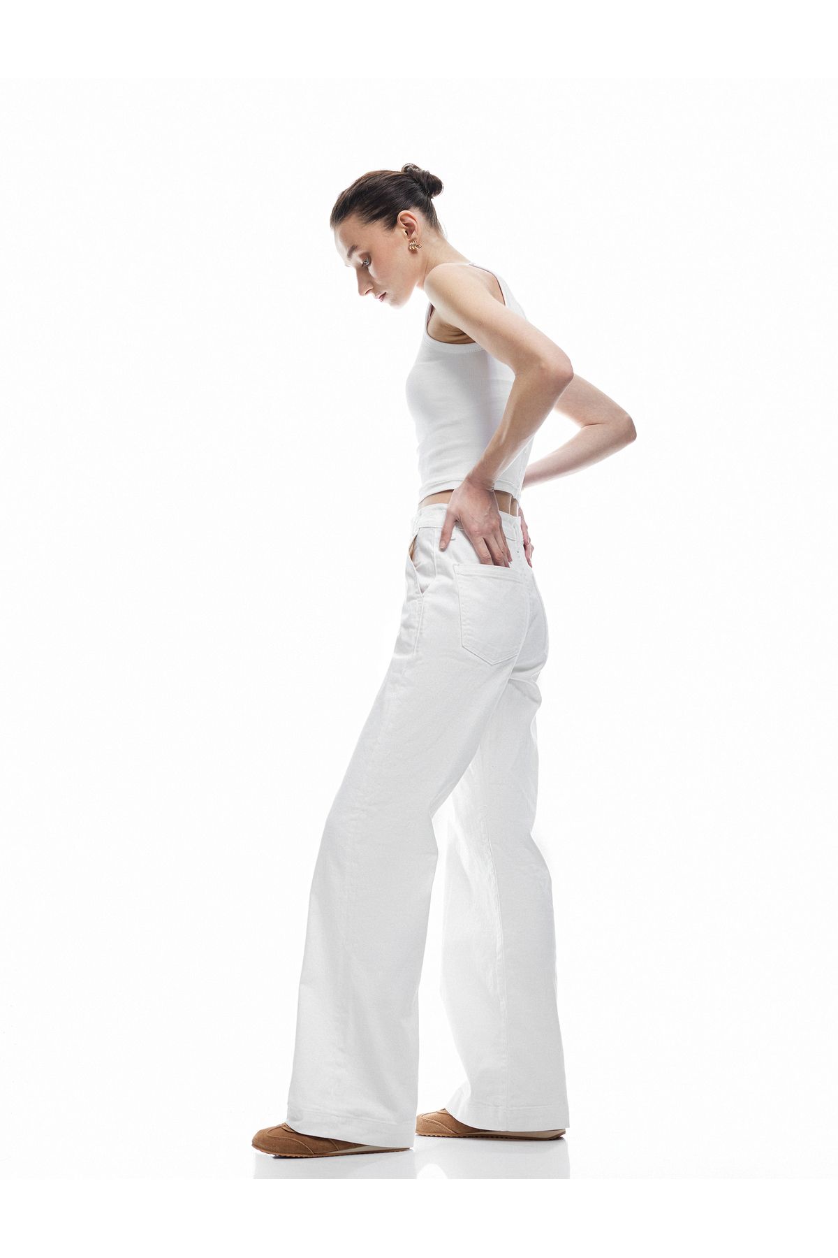 Koton Yeni Sezon Yüksek Bel Geniş Paça Pamuklu Pantolon - Wide Leg Jeans