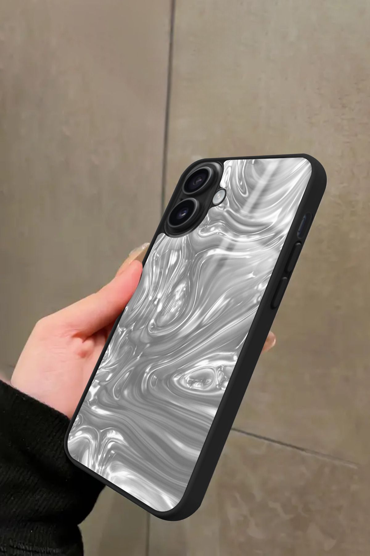 Snacase iPhone 16 Plus Uyumlu Beyaz Tasarımlı Glossy Premium Kılıf