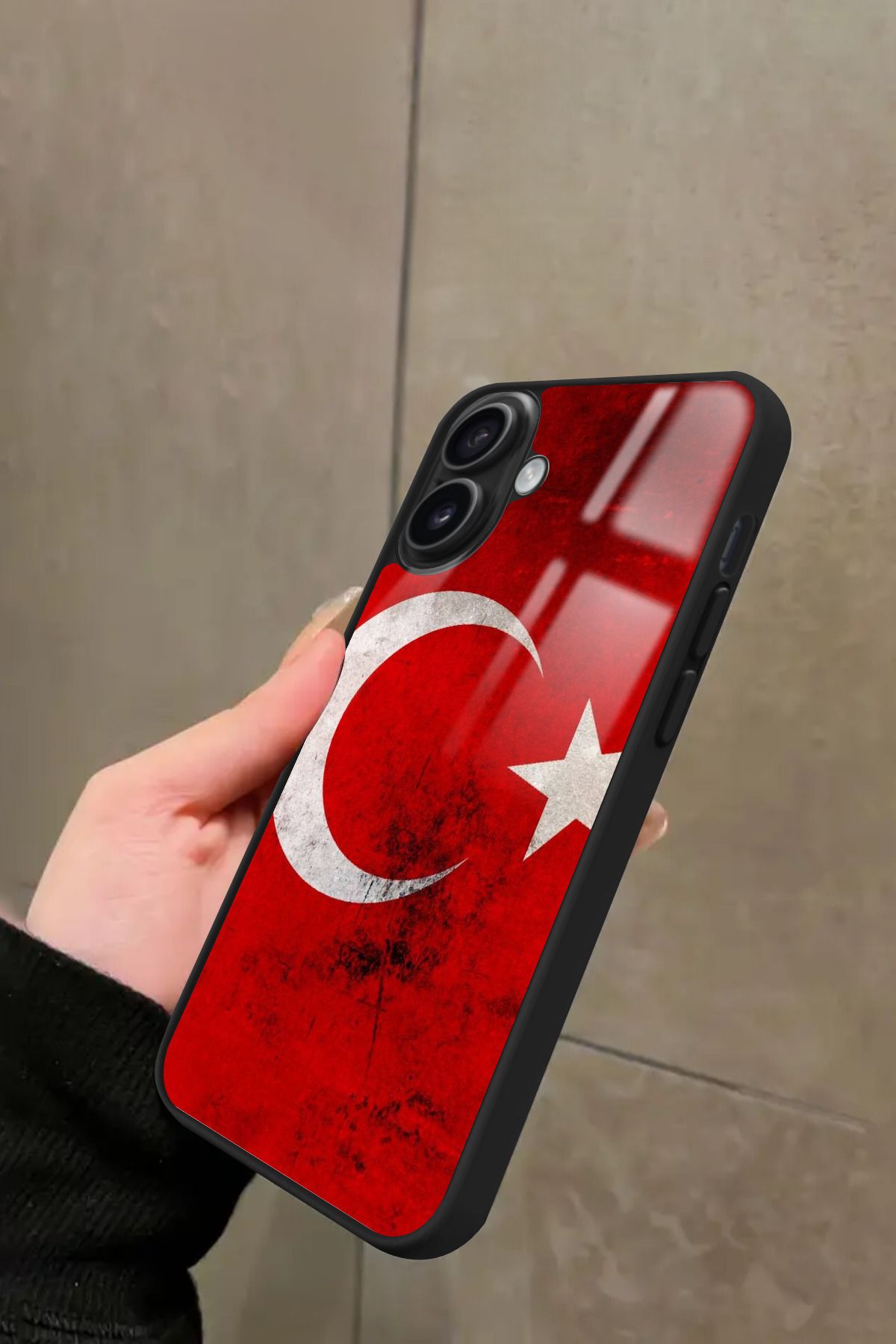 Snacase iPhone 16 Uyumlu Türk Bayrağı Tasarımlı Glossy Premium Kılıf