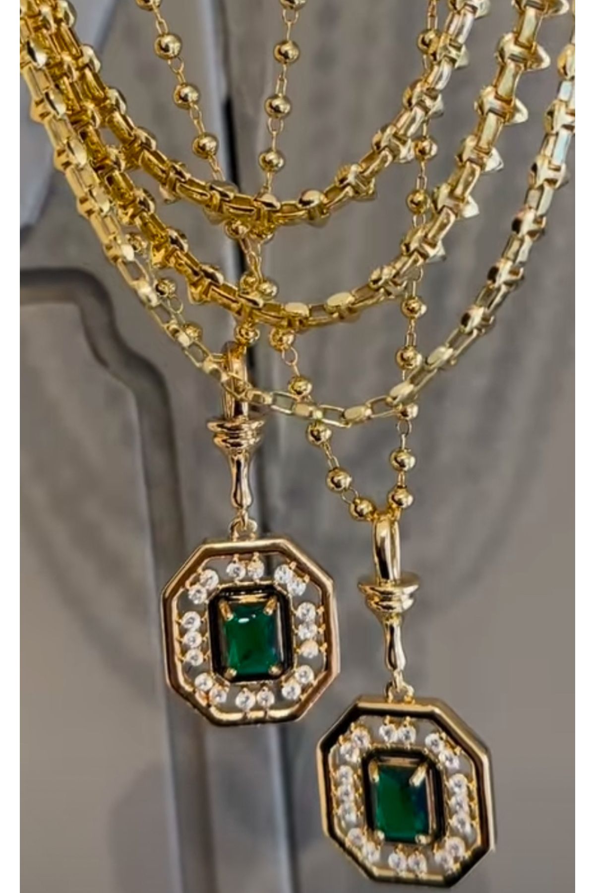 bs bellss accessory Serenay Topçuk Zincirli Zirkon Taşlı Kolye