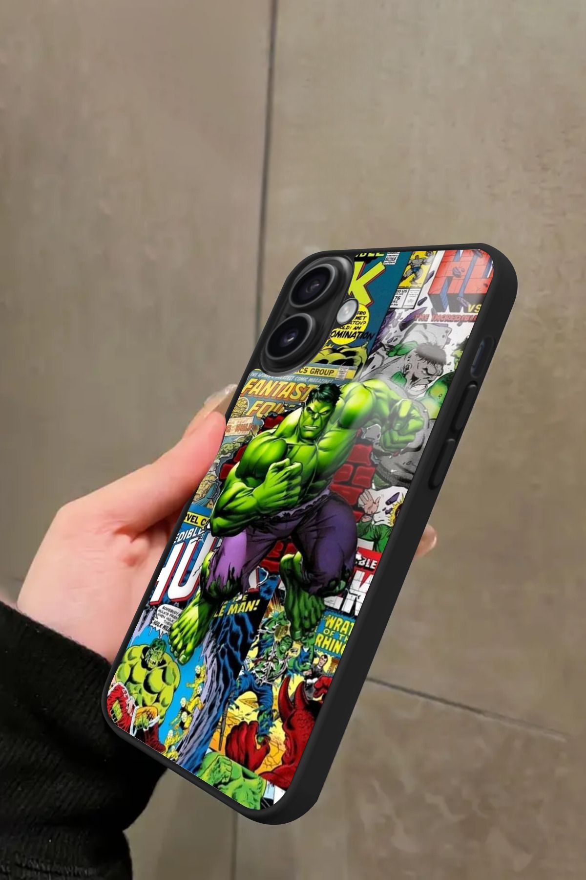 Snacase iPhone 16 Plus Uyumlu Hulk Tasarımlı Glossy Premium Kılıf