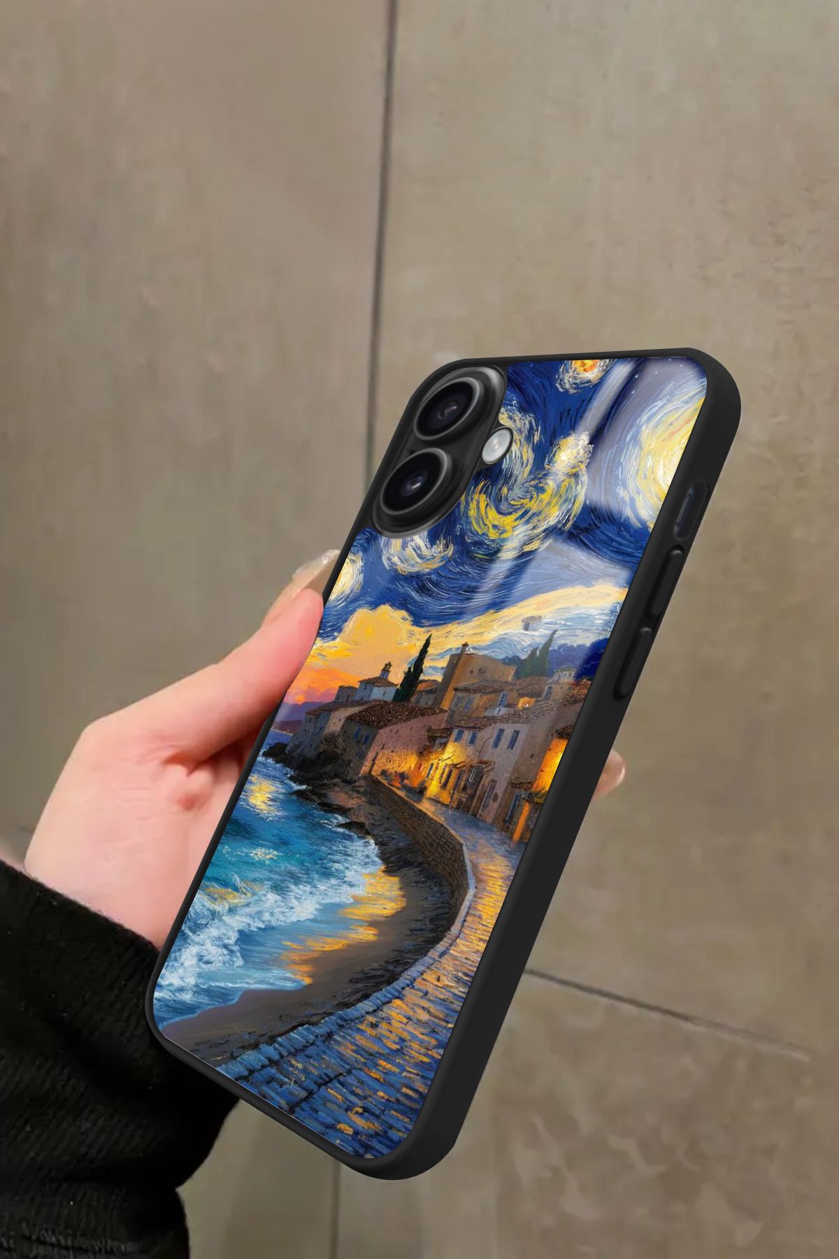 Snacase iPhone 16 Plus Uyumlu Van Gogh Tasarımlı Glossy Premium Kılıf
