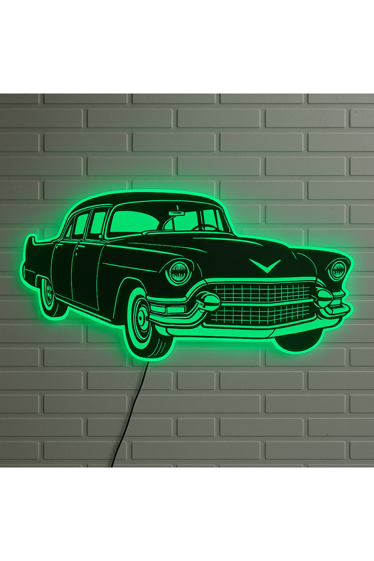 StorHome Vintage Retro Araba Tasarımlı LED Duvar Lambası 80x40 cm – 6mm MDF, Tak Çalıştır Adaptörlü