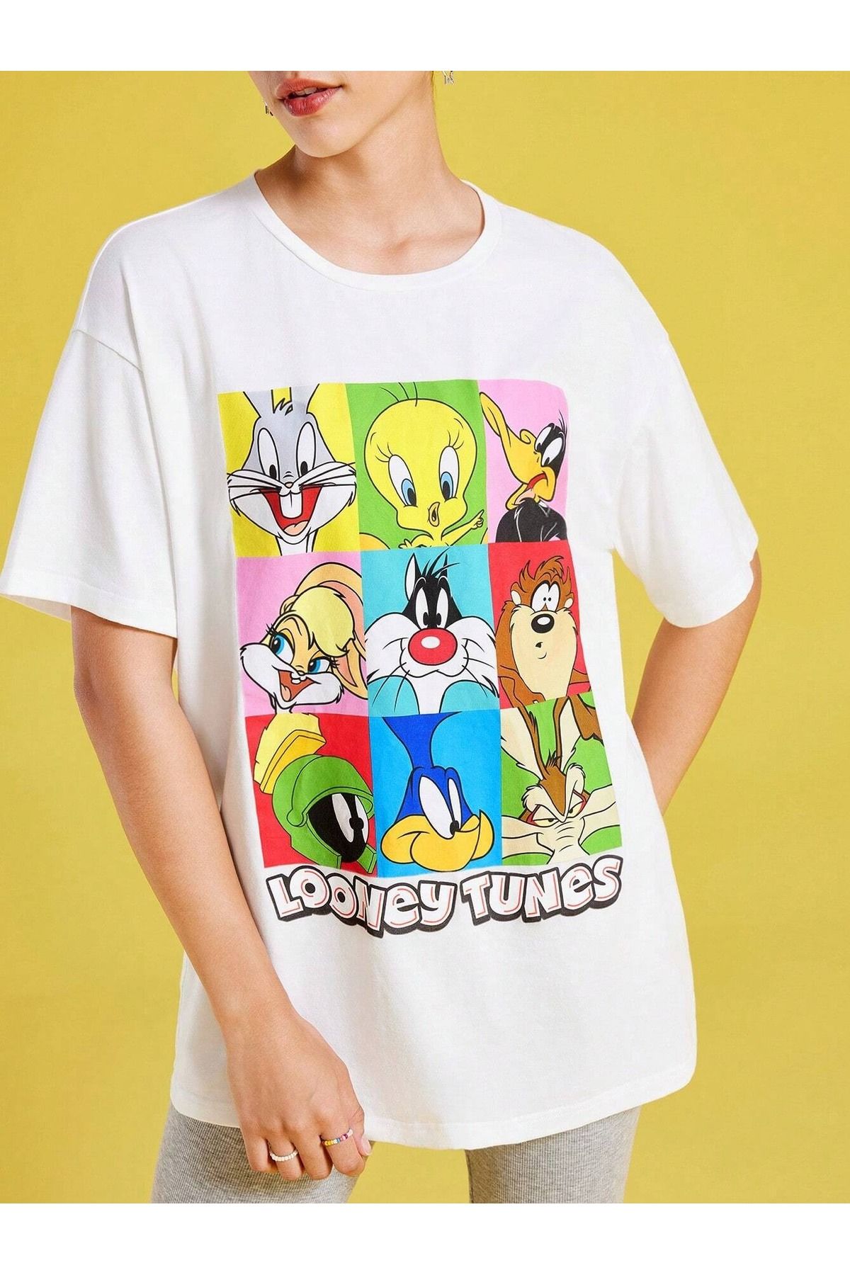 OVER HEAD Kadın DAFFY DUCK Karakterler Baskılı Oversize T-shirt