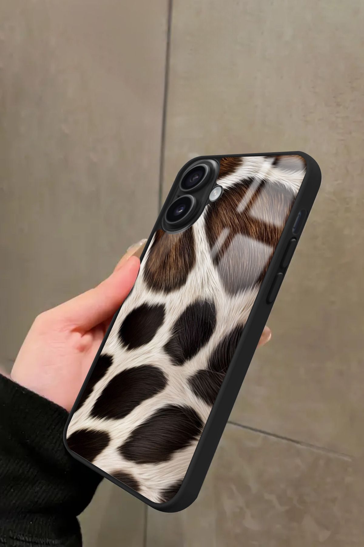 Snacase iPhone 16 Plus Uyumlu Kahverengi Leopar Tasarımlı Glossy Premium Kılıf