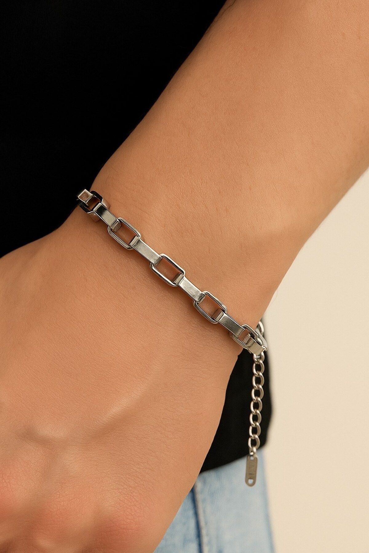 X-Lady Accessories Gümüş Renk Küp Zincir Unisex Çelik Bileklik - 3340