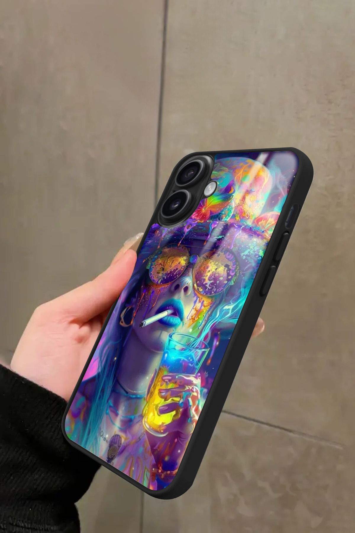 Snacase iPhone 16 Plus Uyumlu Tablo Tasarımlı Glossy Premium Kılıf