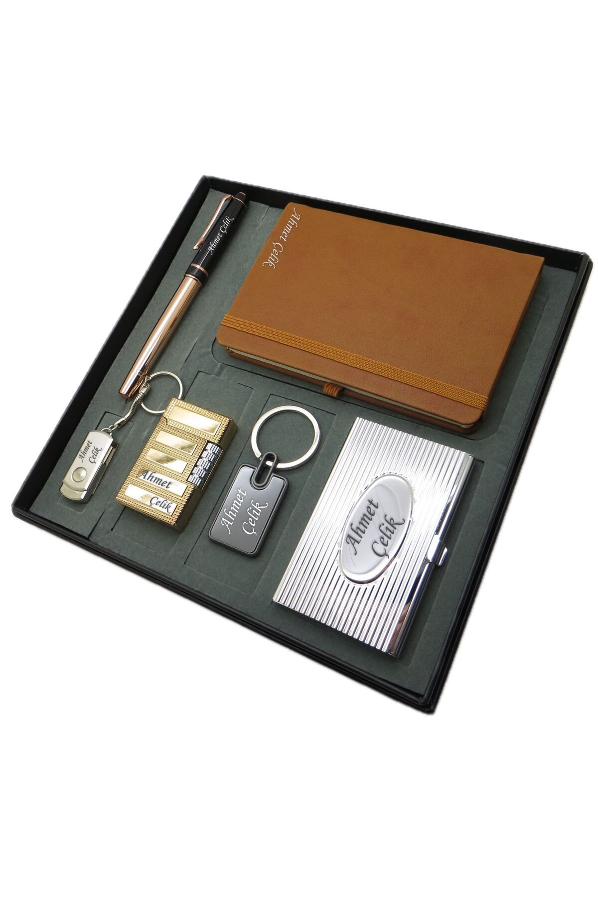 Signator ® Petra | Kişiye Özel Set - 32 Gb. Usb Bellek + Çakmak + Not defteri + Anahtarlık + Kalem