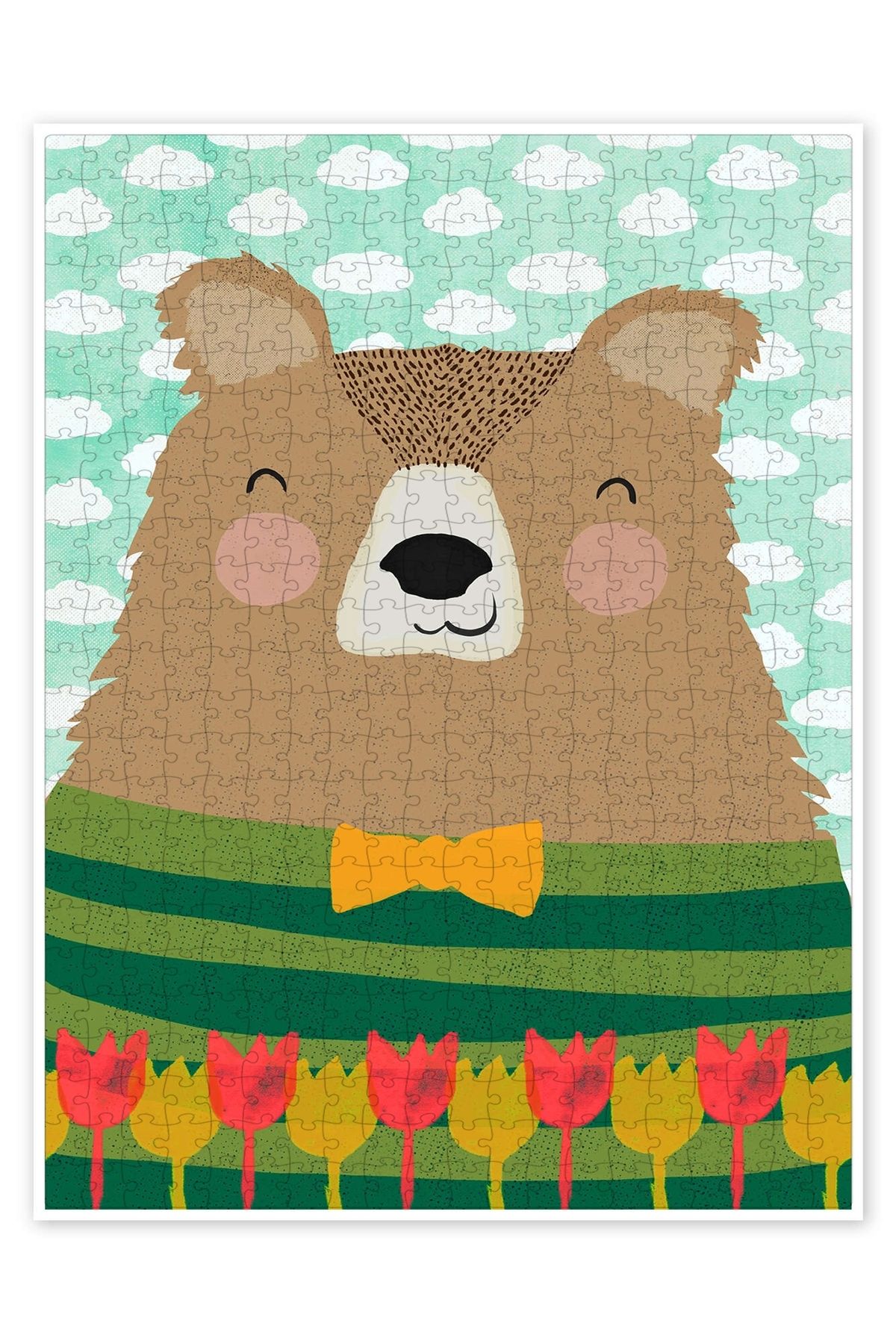Jeronkarji Bruno Bear 500 Parça Puzzle Yapboz Çocuklar için Neşeli Hayvan Temalı