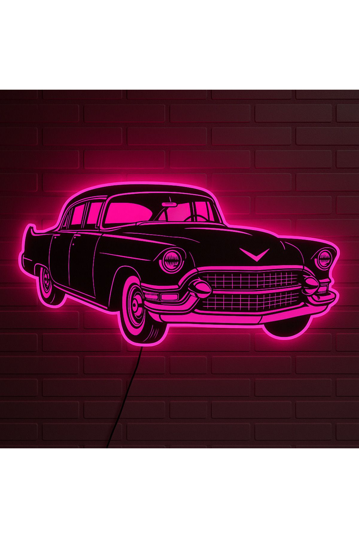 StorHome Vintage Retro Araba Tasarımlı LED Duvar Lambası 80x40 cm – 6mm MDF, Tak Çalıştır Adaptörlü