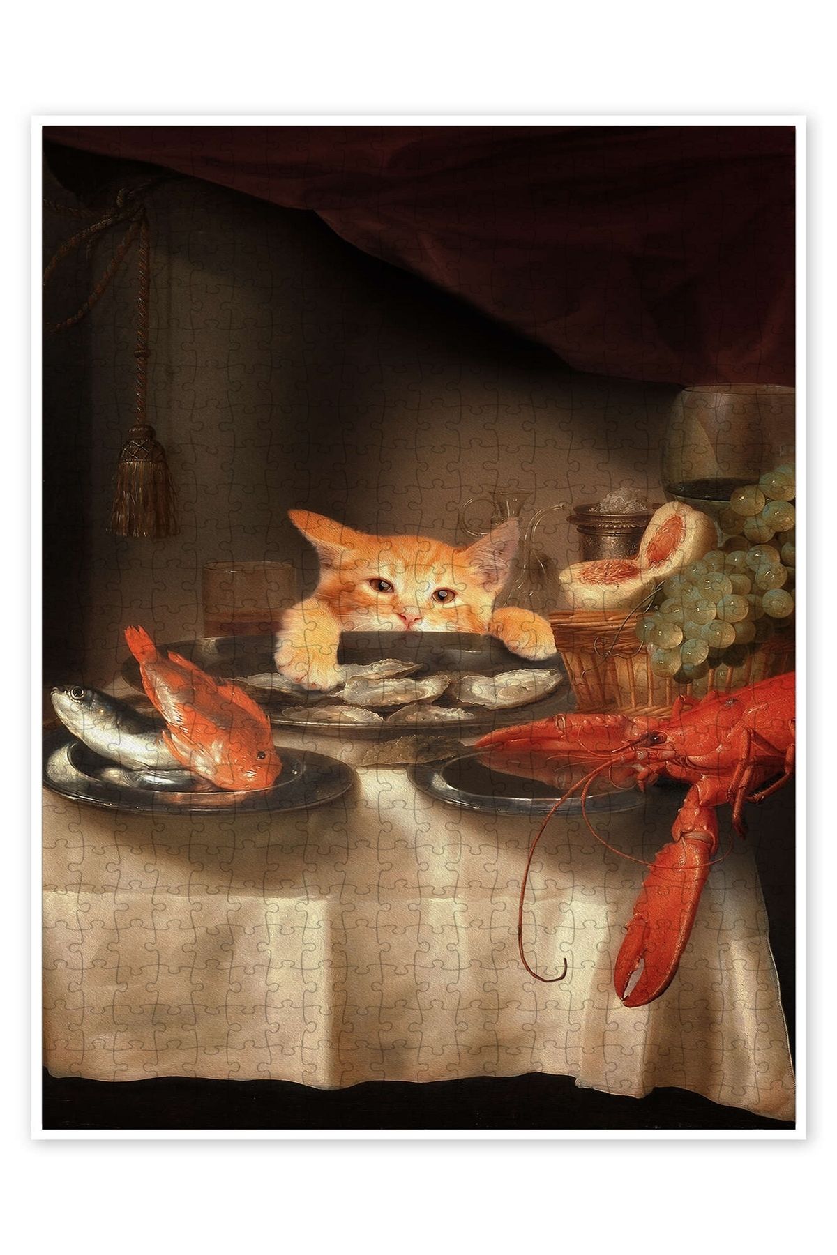Jeronkarji Kedi yemeği 500 Parça Puzzle Yapboz Kedi Köpek Temalı Doğa ve Orman Hayvanları