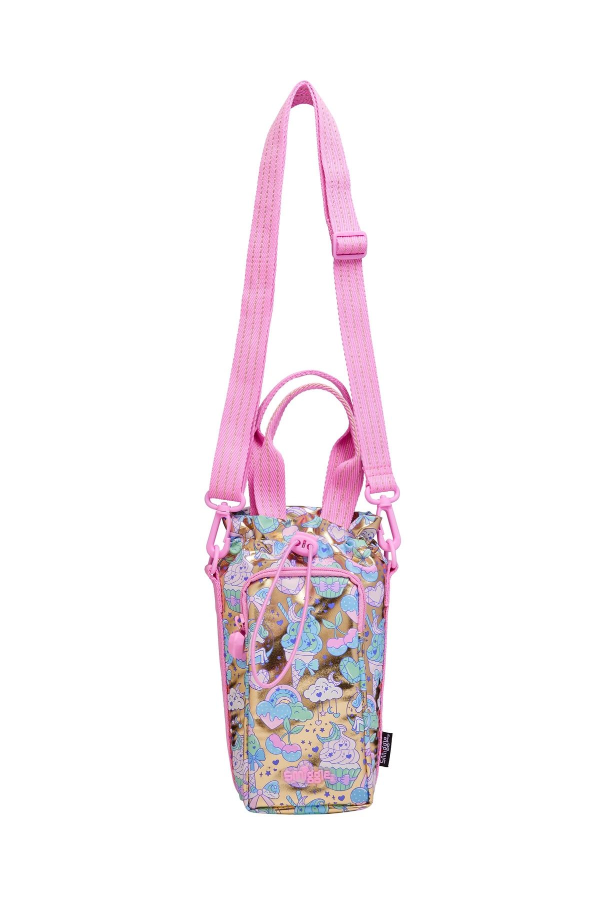 SMIGGLE Altın Varaklı Askılı Parlak Şişe Çantası