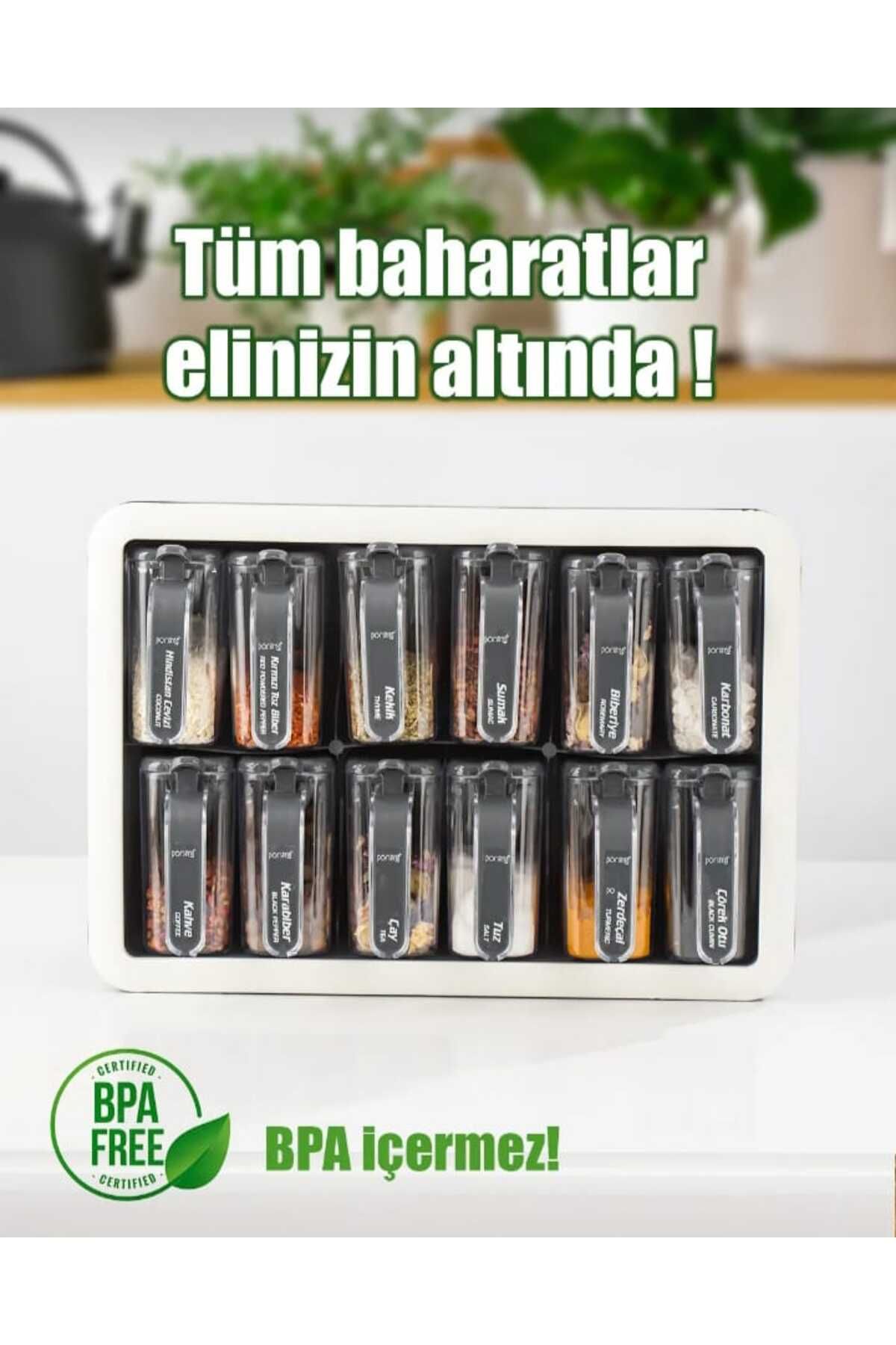 Home 12'li Standlı Kaşıklı Baharatlık Seti