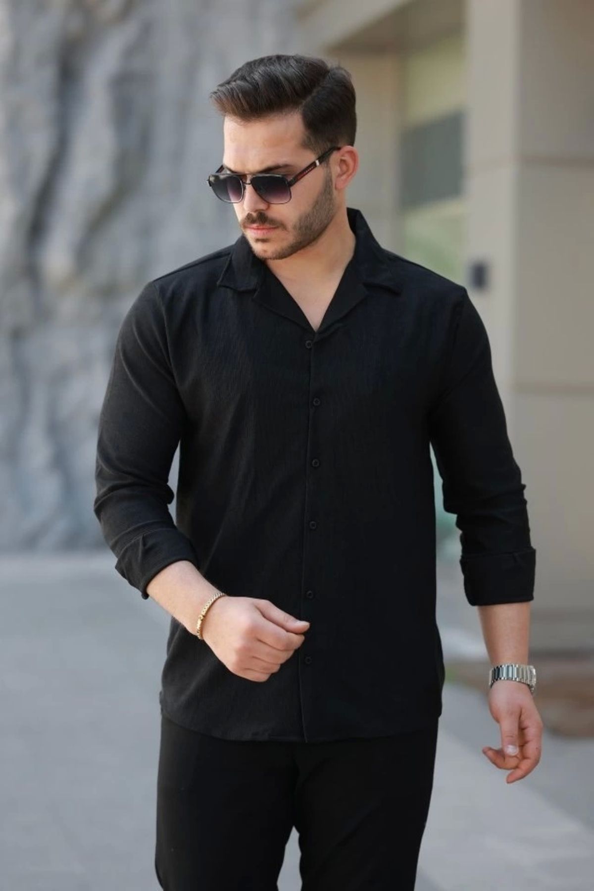 Butik Erkek Kadife Dokulu Uzun Kollu Gömlek